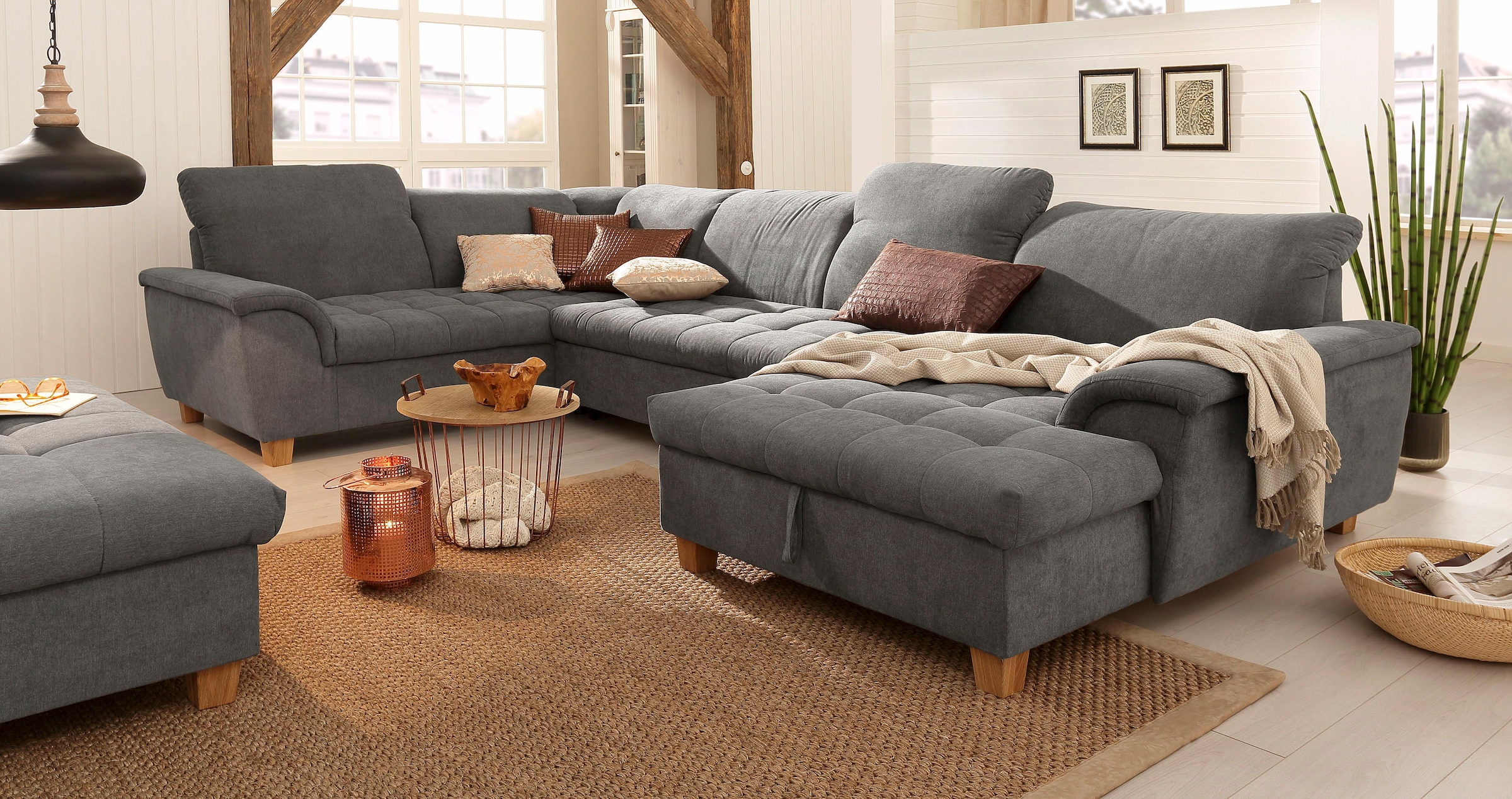 Image of Home affaire Wohnlandschaft "Lyla U-Form" wahlweise mit Rückenfunktion und zusätzlich mit Bett + Bettkasten