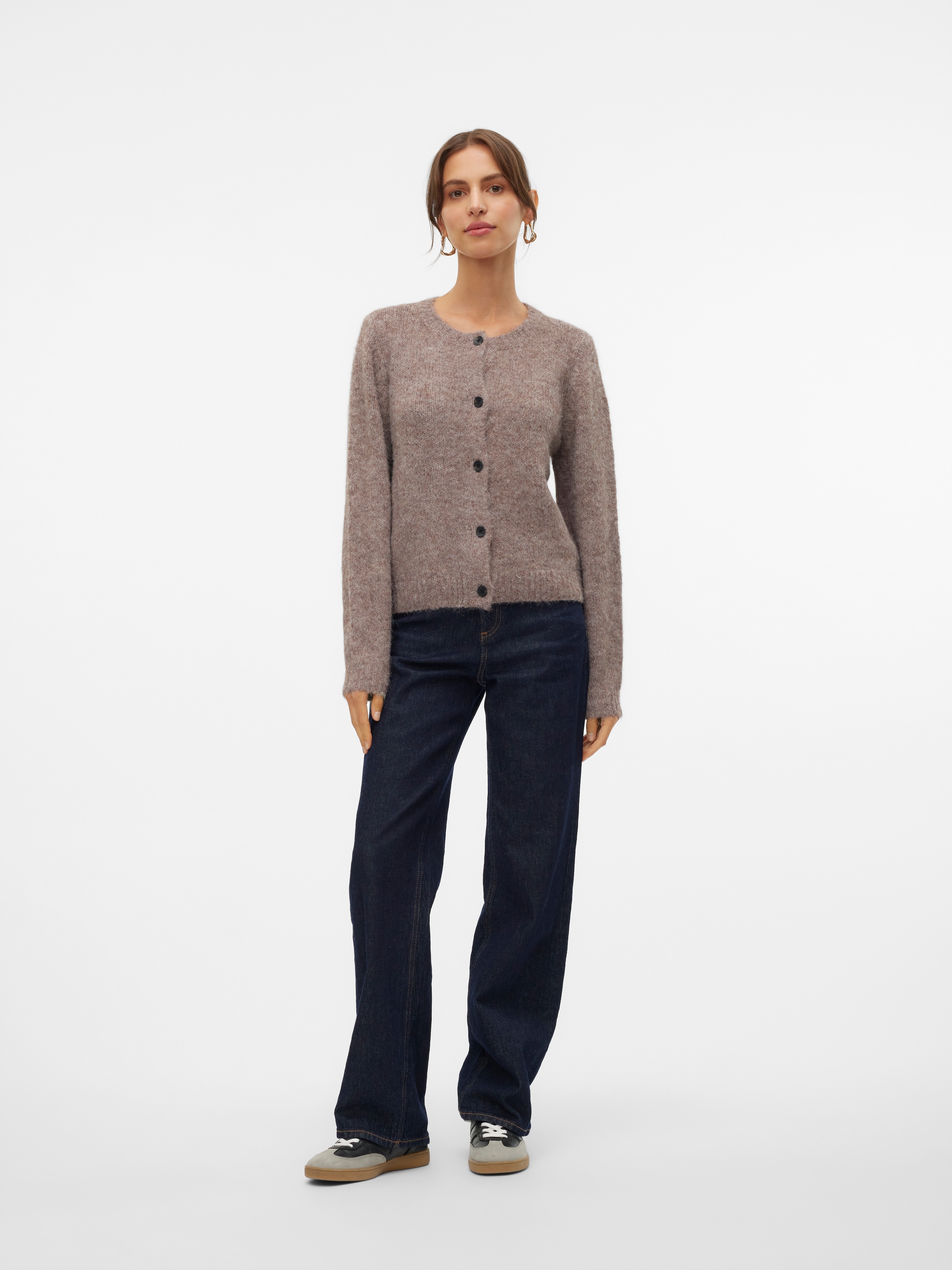 Vero Moda Strickjacke »VMNOVAH LS O-NECK BUTTON CARDI GA NOOS« Materialmix, regular fit