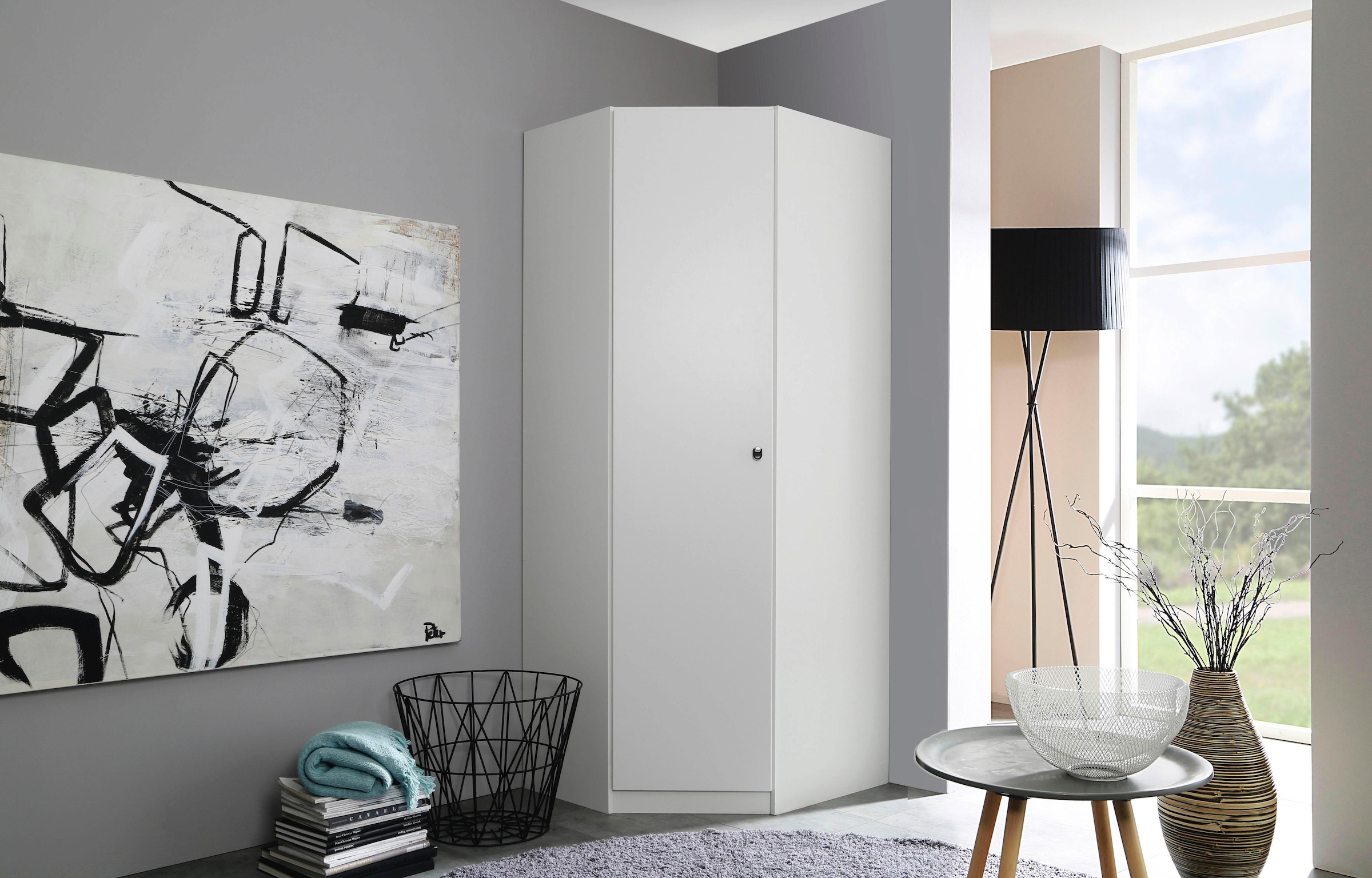 rauch Eckkleiderschrank »Kleiderschrank Schrank Garderobe Schlafzimmer Büroschrank BUCHHOLZ« Schenkelmass 85/72cm,  mit viel Stauraum und abschliessbarer Tür MADE IN GERMANY