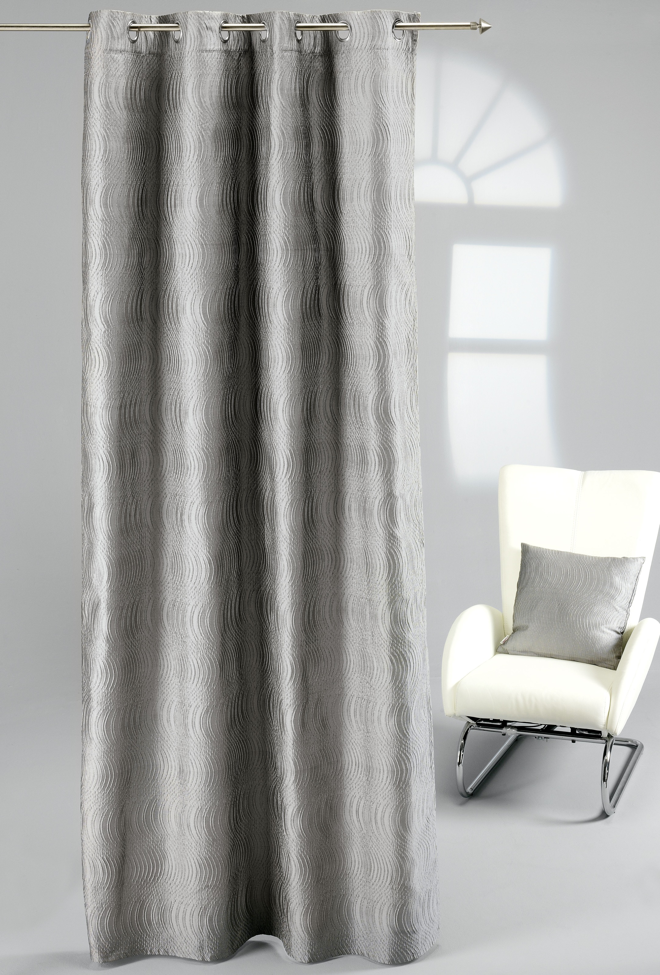 Image of ELBERSDRUCKE Gardine »Miracle«, (1 St.), Ösenschal Miracle 07 grau 255x140 cm blickdicht bei Ackermann Versand Schweiz