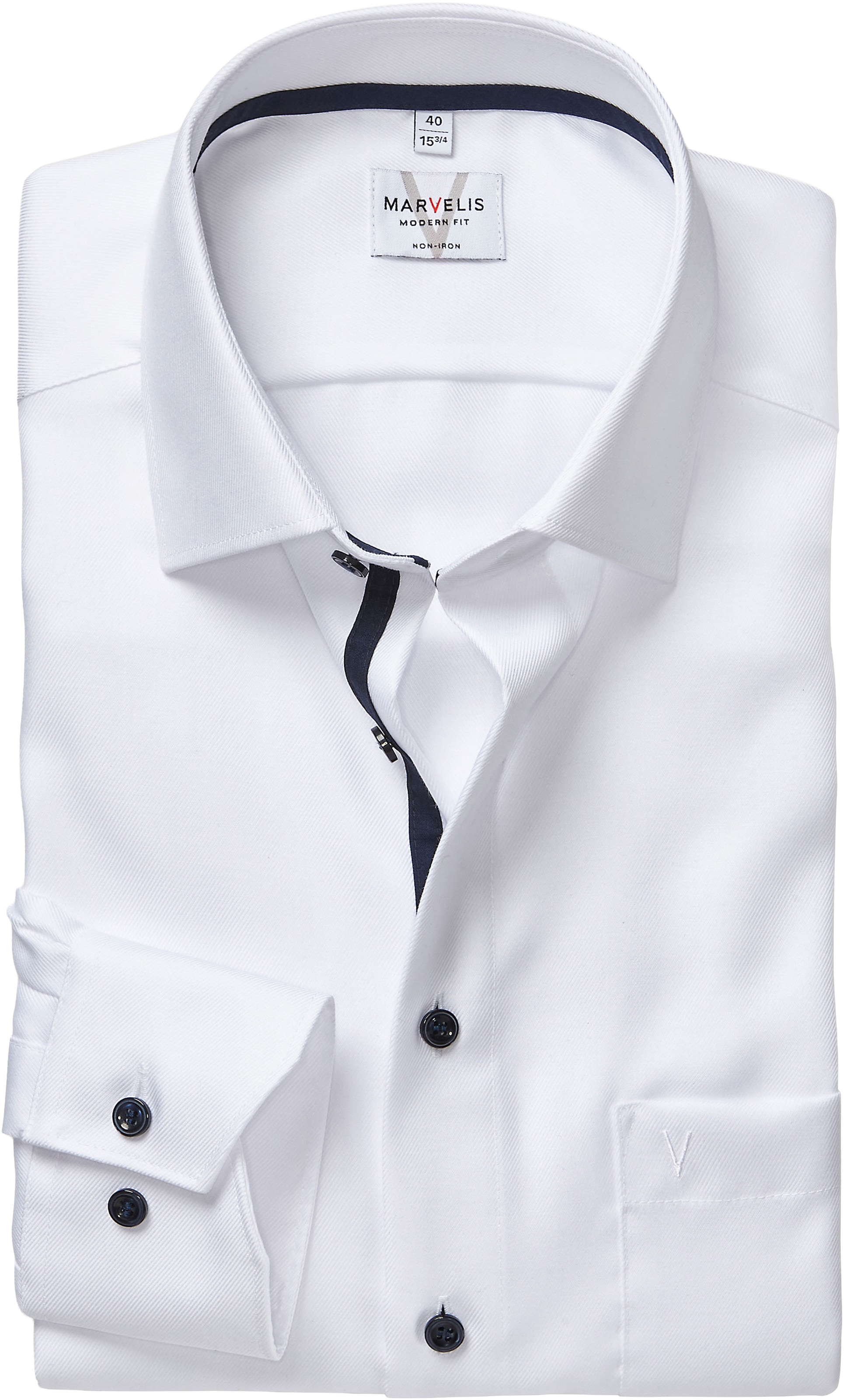 Image of MARVELIS Langarmhemd Businesshemd, New-Kentkragen, modern fit