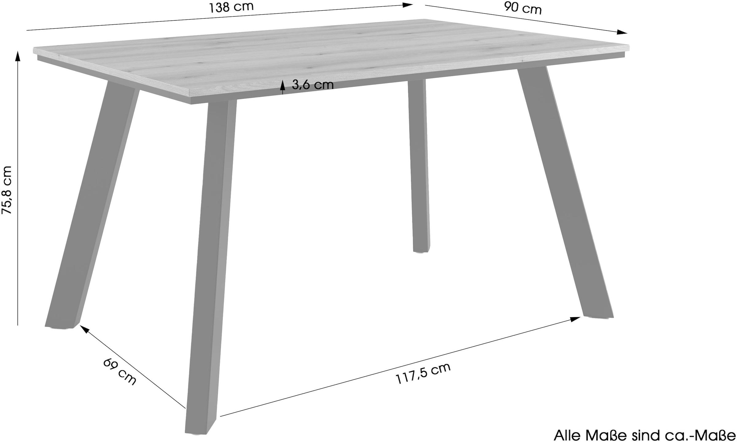Home affaire Essgruppe »Genf Tischgruppe BESTSELLER,«, (Set, 5 tlg.), Küchentisch, 4 Stühle, moderne Tischplatte in eiche/schwarz