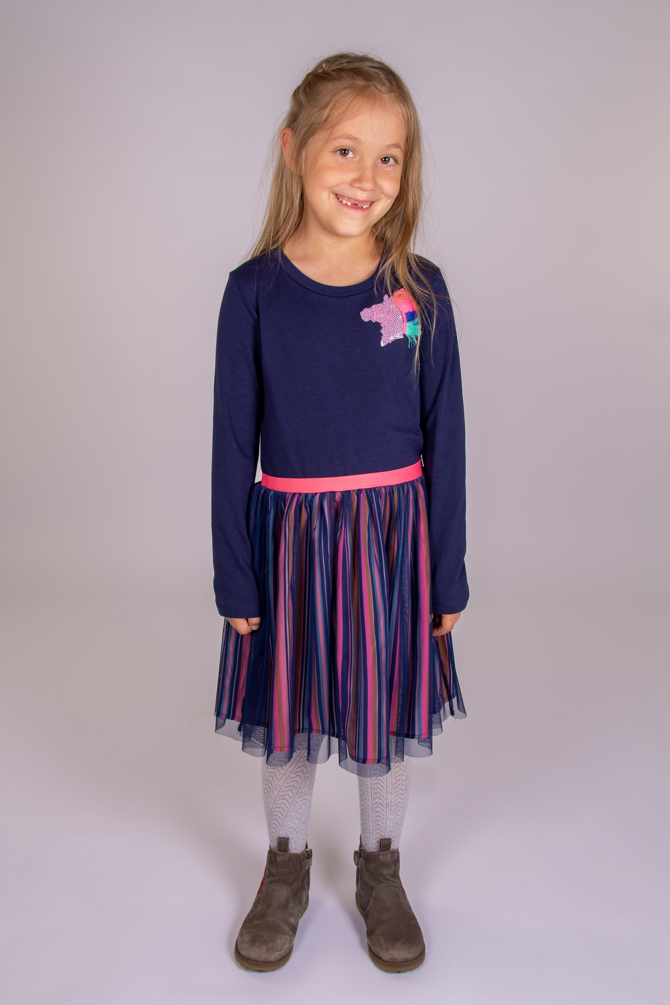 Image of happy girls Jerseykleid mit angesetztem Rock im Streifen-Look