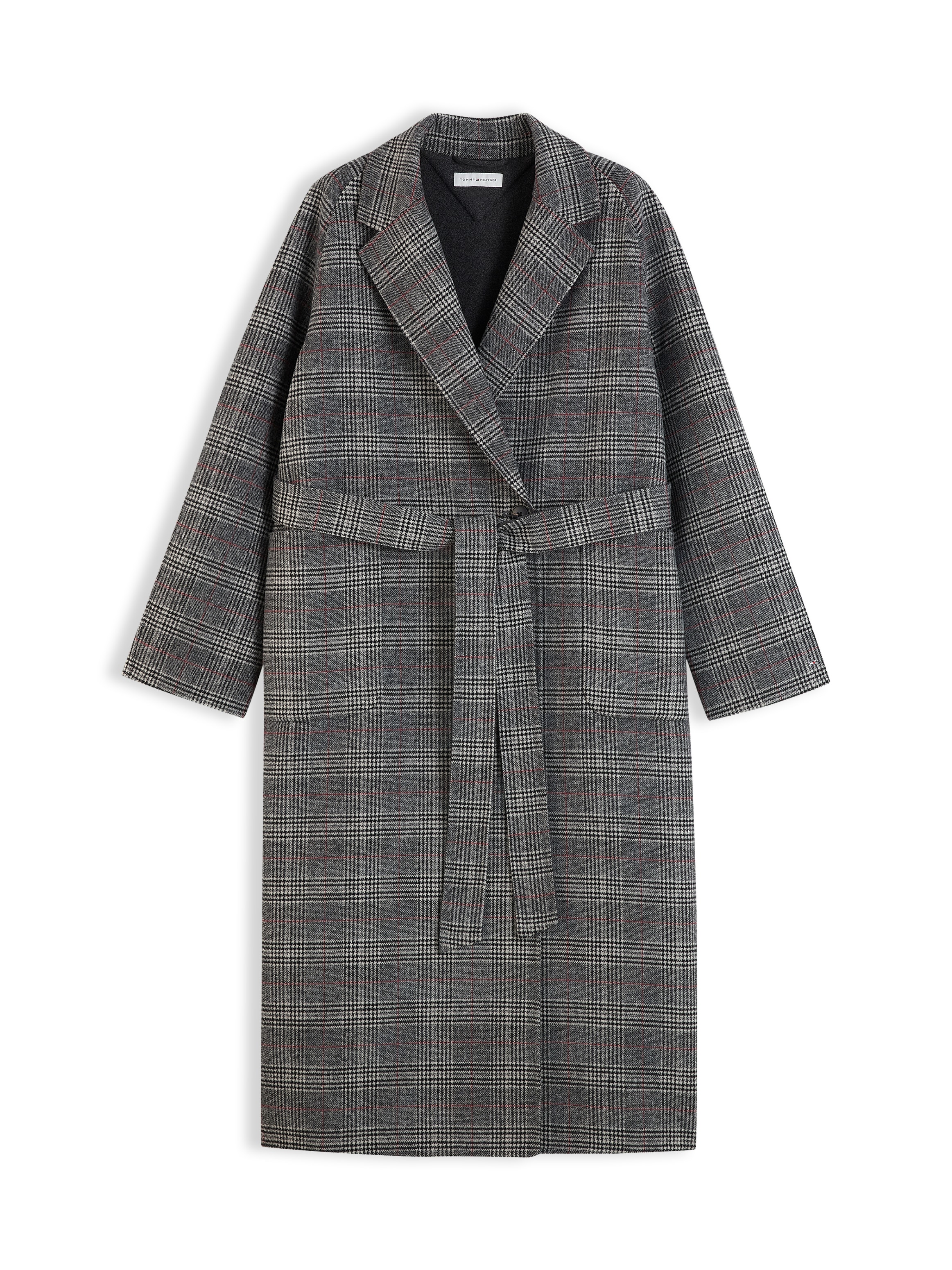 Tommy Hilfiger Langmantel »DF WOOL REG BELTED CHECKED COAT« Materialmix, mit Wolle