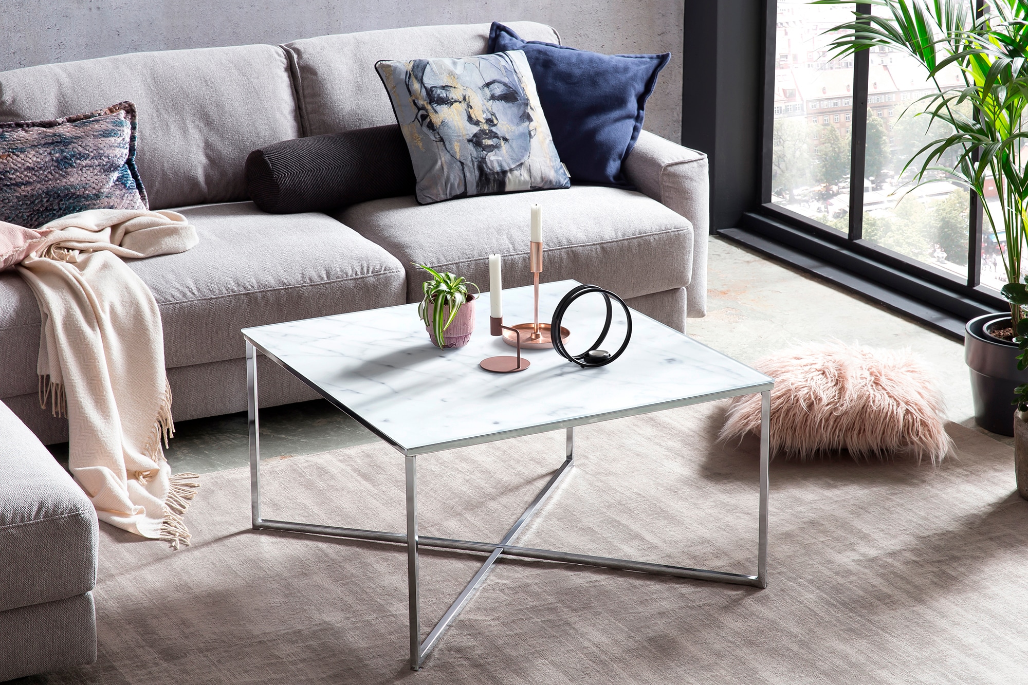 Image of SalesFever Couchtisch "Caorle Coffeetable im eleganten Stil" Eleganz trifft Funktion: Tischplatte in Marmoroptik