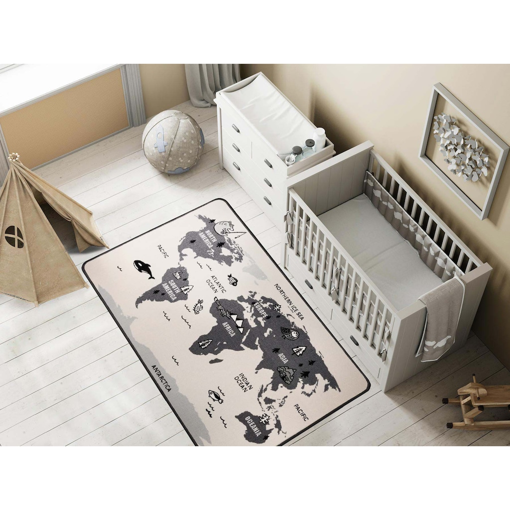 Primaflor-Ideen in Textil Kinderteppich »RETRO - Weltkarte«, rechteckig