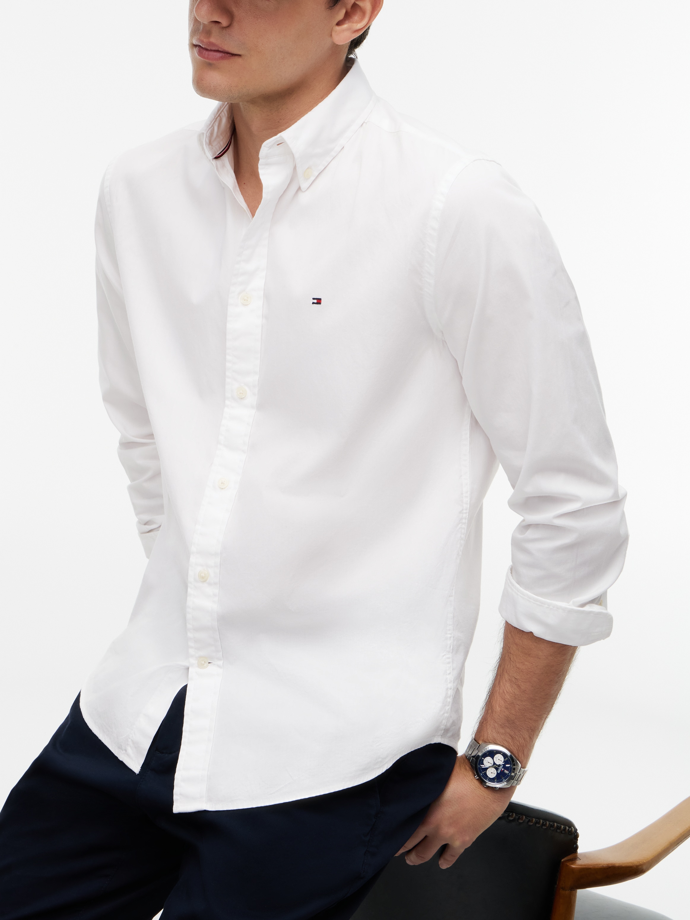 Tommy Hilfiger Chemise à manches longues »CORE FLEX POPLIN SOLID Regular Fit SHIRT« Coupe droite coton extensible