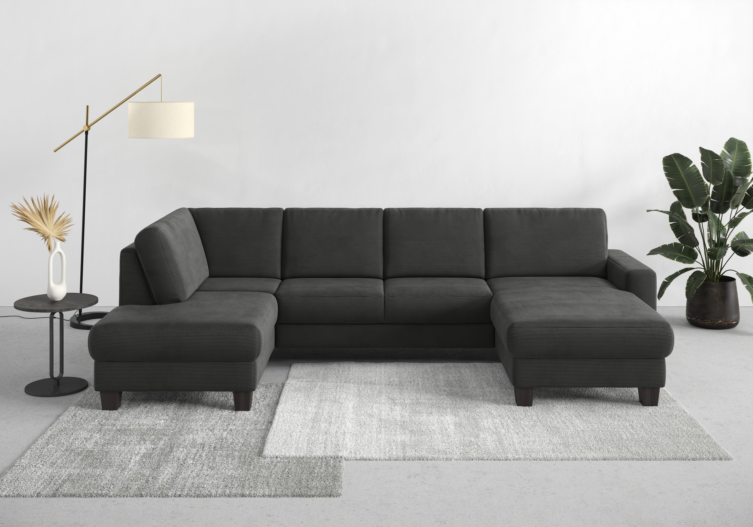 Home affaire Wohnlandschaft »Summer U-Form« mit oder ohne Bettfunktion und Bettkasten, wengefarbene Holzfüsse