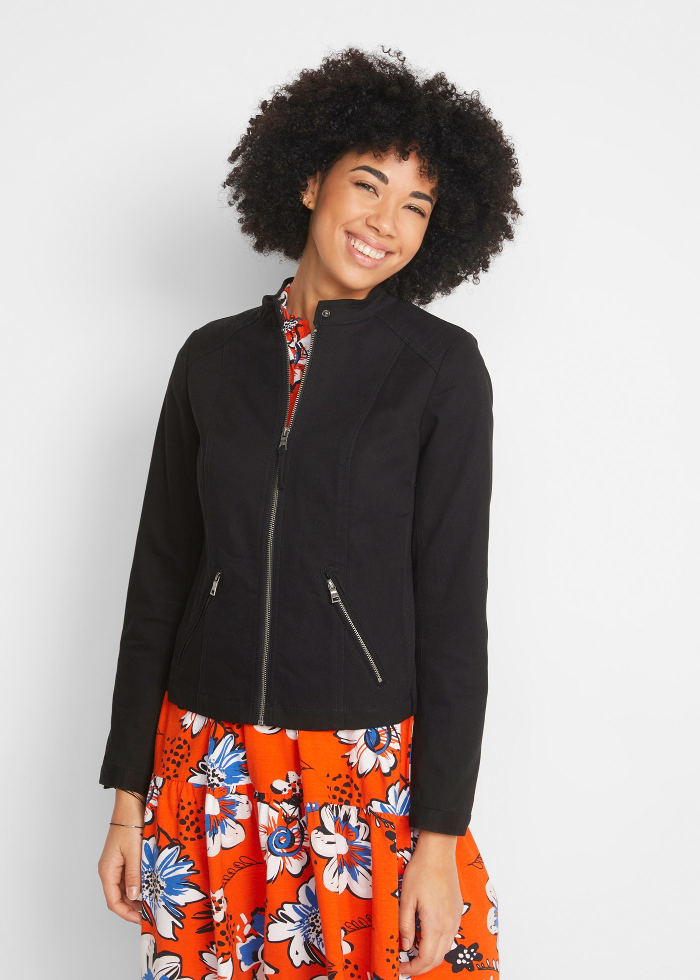 Image of bonprix Bikerjacke mit seitlichen Stretcheinsätzen, Langarm-Design