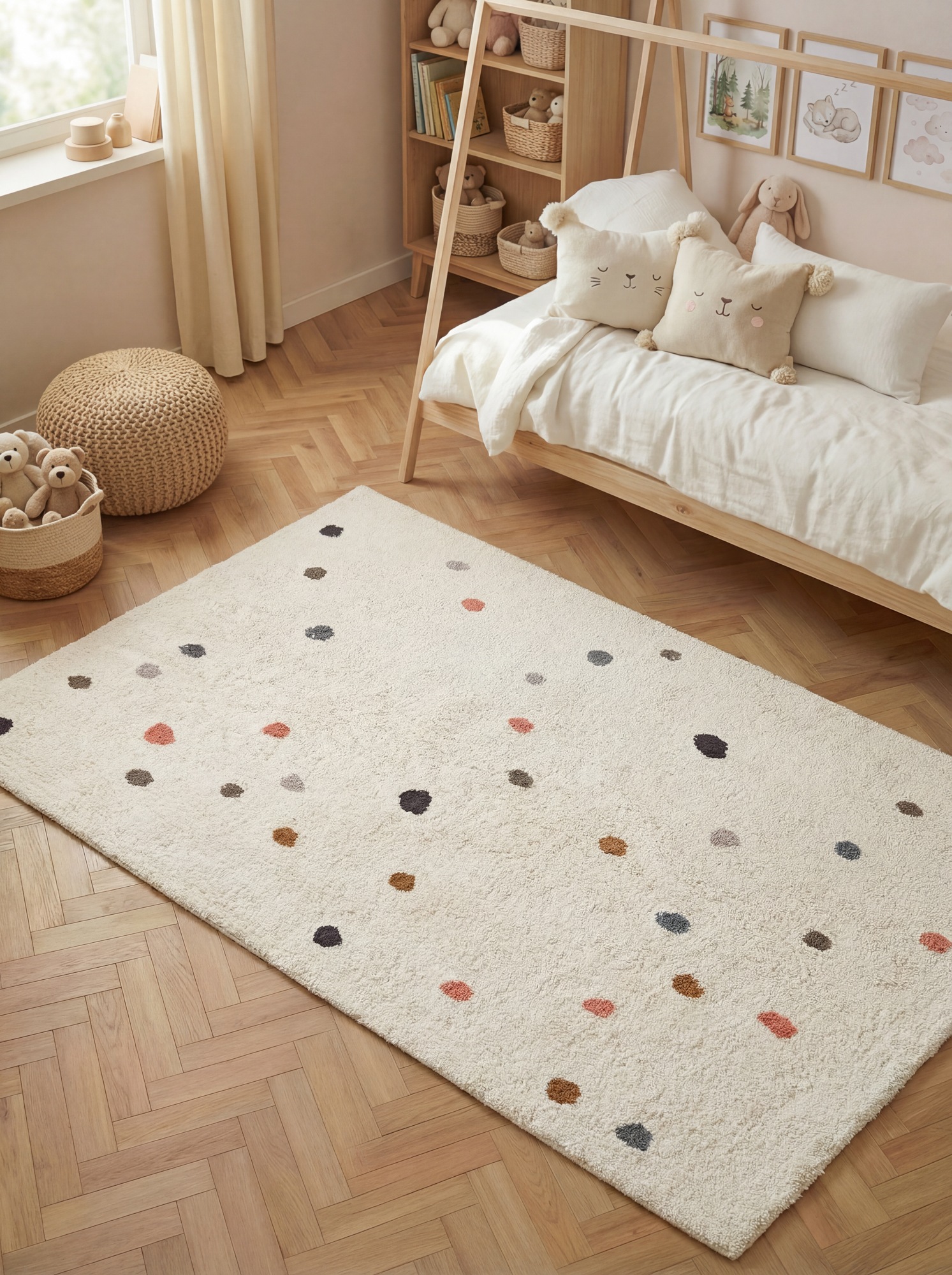 HANSE Home Tapis pour enfants »Pippo« Rectangulaire 10 mm Höhe lavable, fait main, coton, tapis de jeu antidérapant pour chambre d'enfants