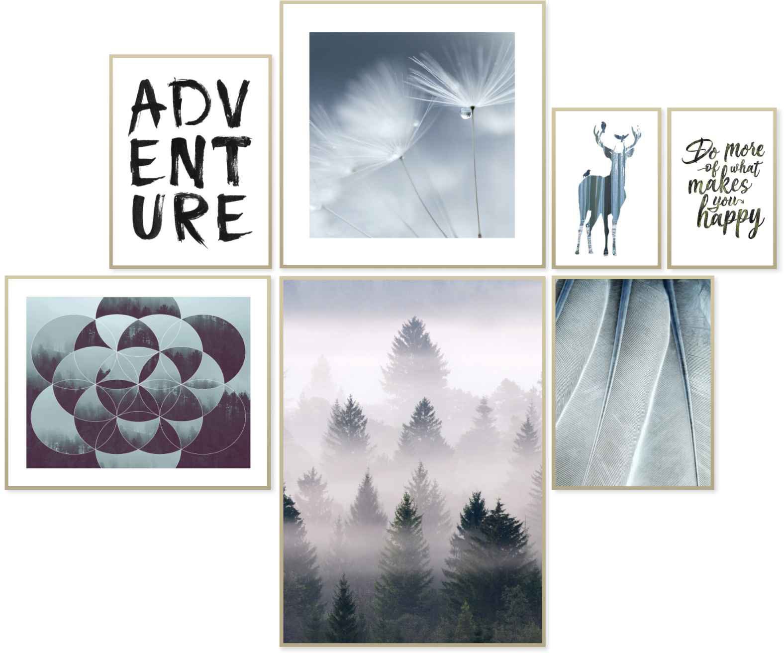 Image of Reinders! Wandbild »Wandbilder Set Abenteuerliche Natur Naturmotiv - Bäume - Feder - Zitat«, Natur, (7 St.) bei Ackermann Versand Schweiz