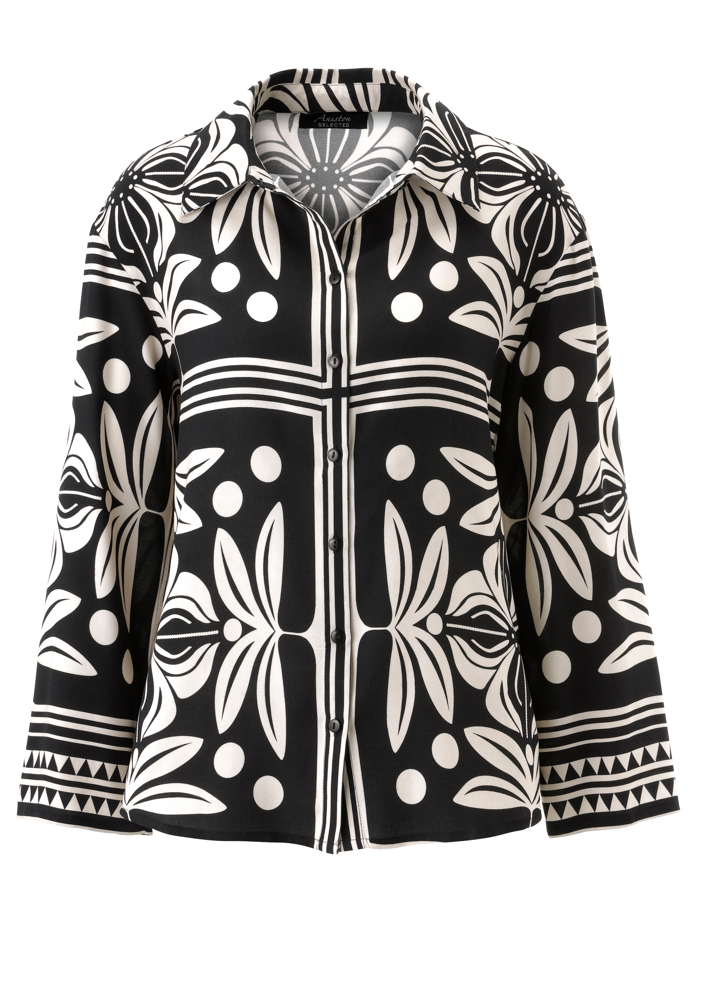 Aniston SELECTED Hemdbluse mit geometrischen Blumen-und Punktemuster- NEUE KOLLEKTION