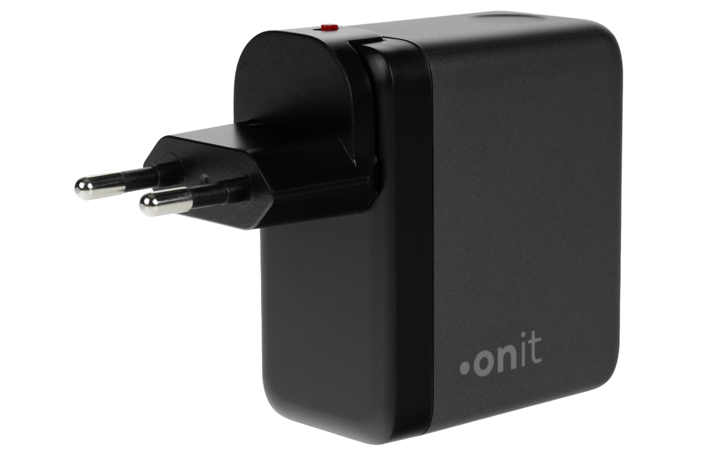 onit Chargeur USB »Travel 2C1A 70 W GaN« Chargeur de voyage avec adaptateurs interchangeables pour utilisation mondiale