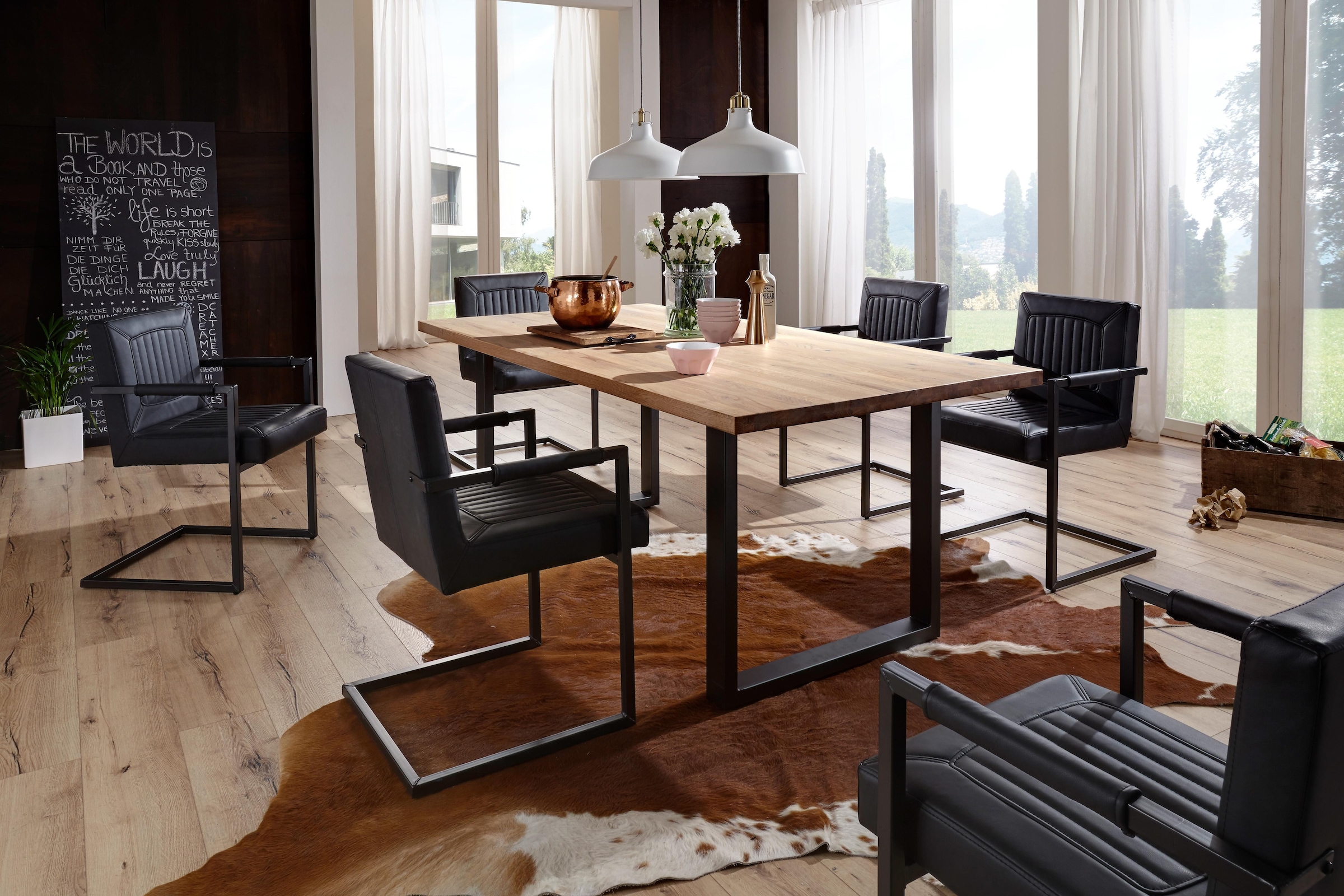 Home affaire Table de salle à manger »Brooklyn« en chêne sauvage massif