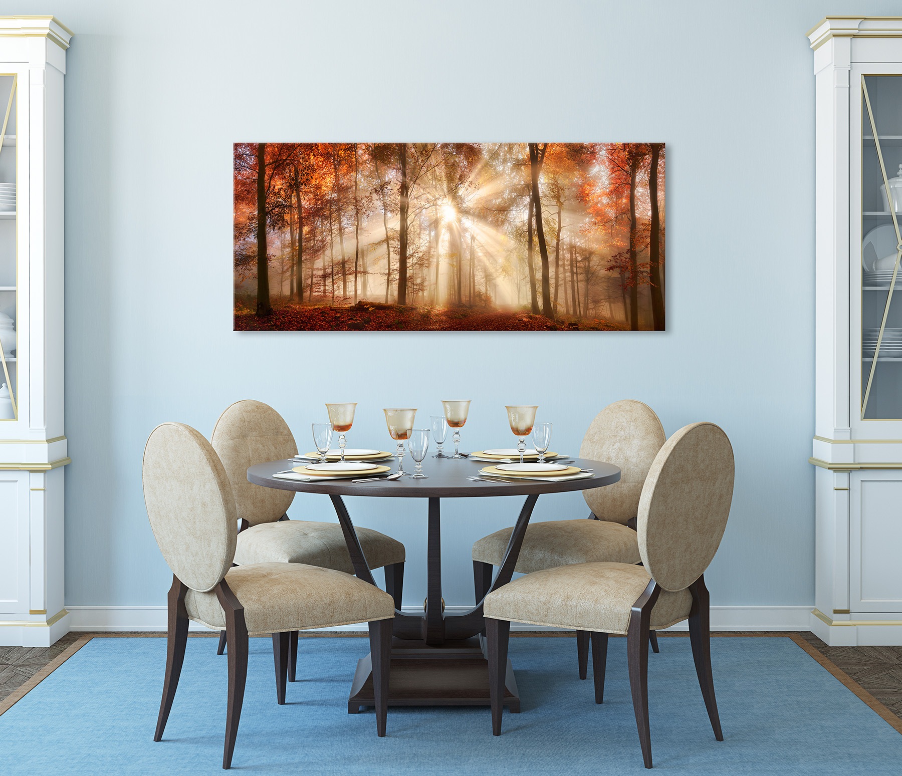Bönninghoff Tableau sur toile »Wandbild HERBSTWALD XXL 60x140 cm – Leinwandbild Keilrahmen Deko« Forêt 1 cuis tlg. tendu sur châssis