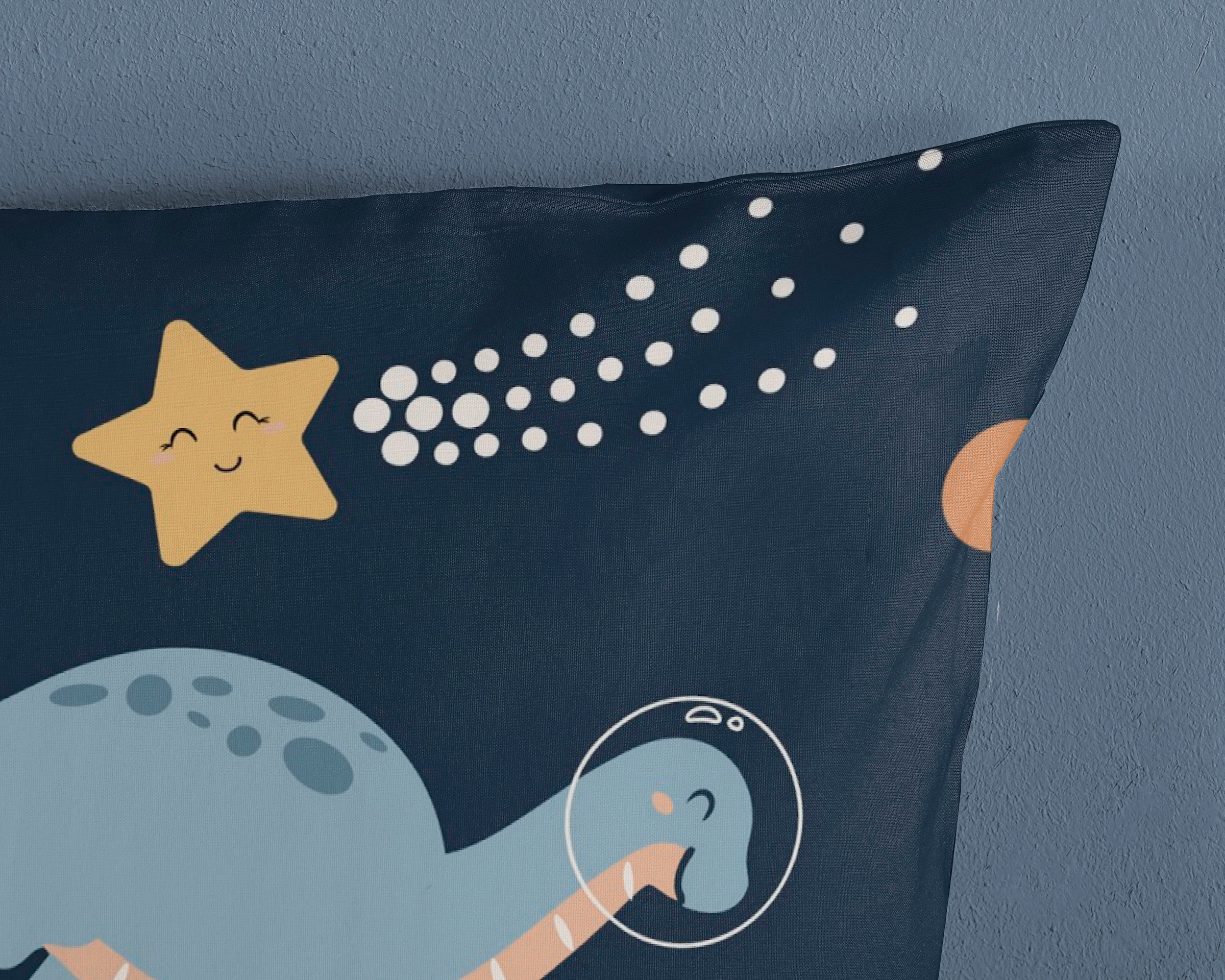 PURE luxury collection Kinderbettwäsche »Spacedino«, 135x200, Pflegeleicht, Reissverschluss, Wende, Kind Junge, Dino Weltall