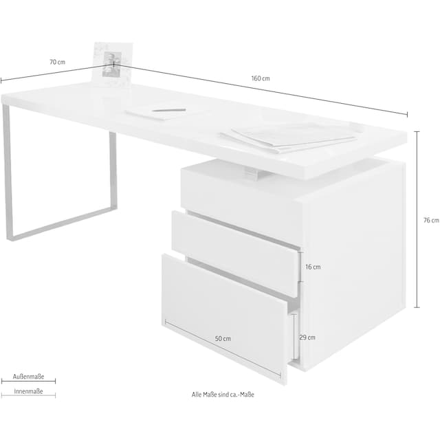 SalesFever Schreibtisch, Schubladen mit Soft-Close-Funktion à bas prix