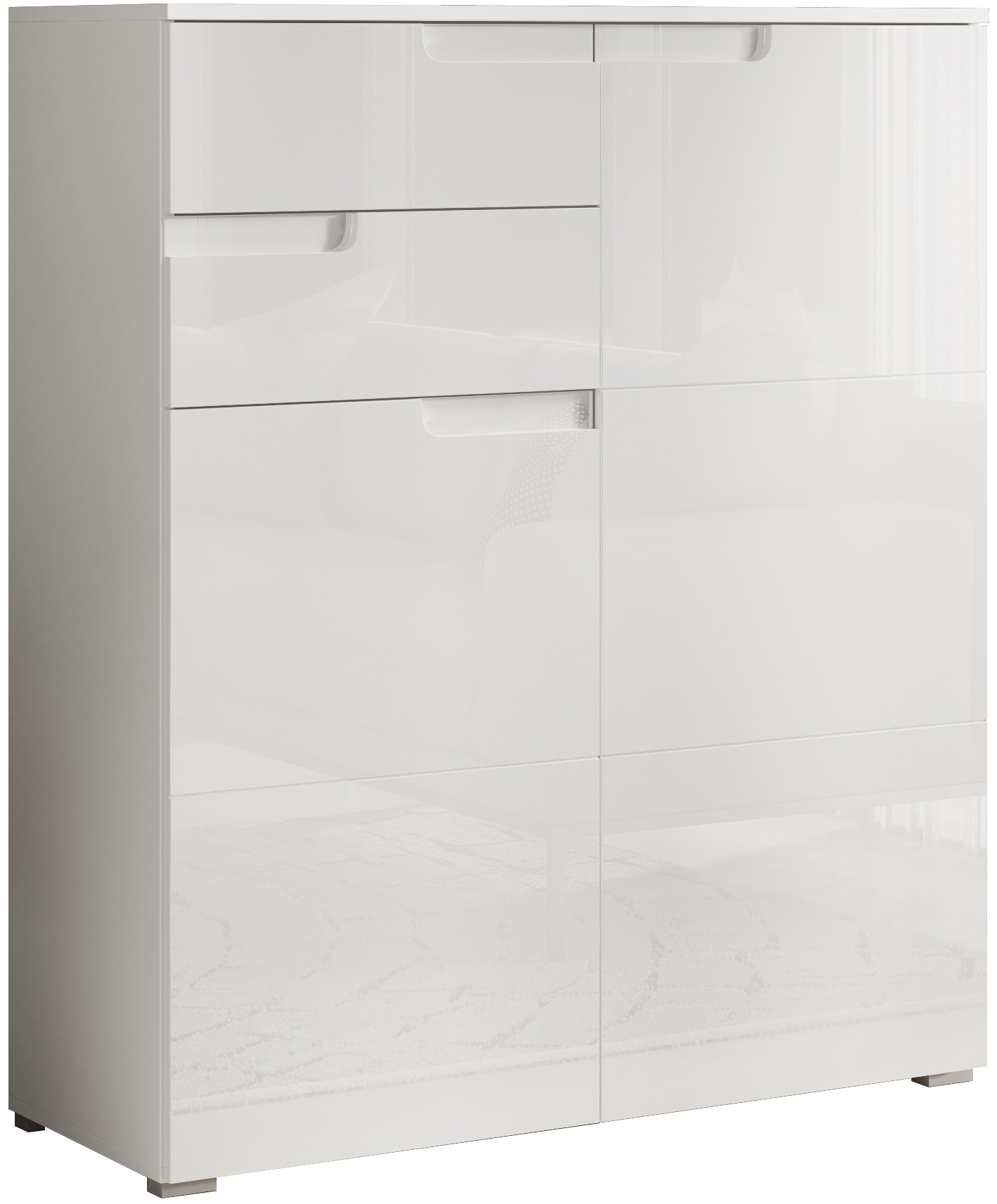 HBZ Kommode »Spice weiss hochglanz, BxHxT 100x80x40 cm«, Kommode mit 2 Türen und 2 Einlegeböden
