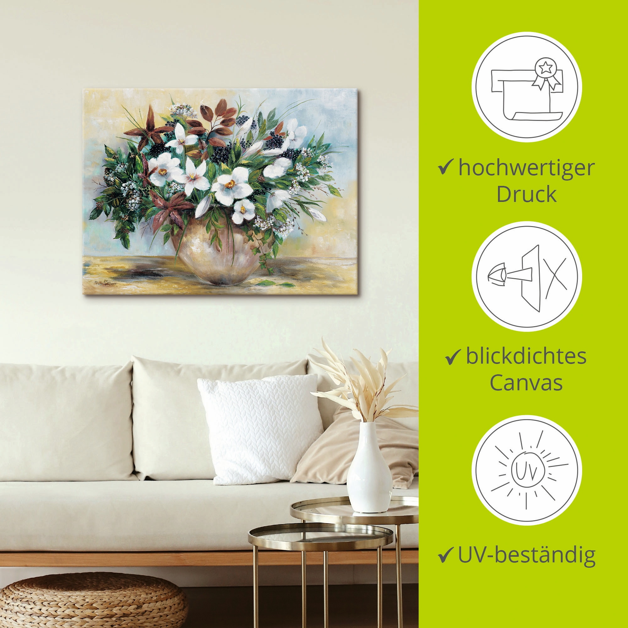 Artland Leinwandbild »Grosszügige Blüten«, Blumen, (1 St.), auf Keilrahmen gespannt