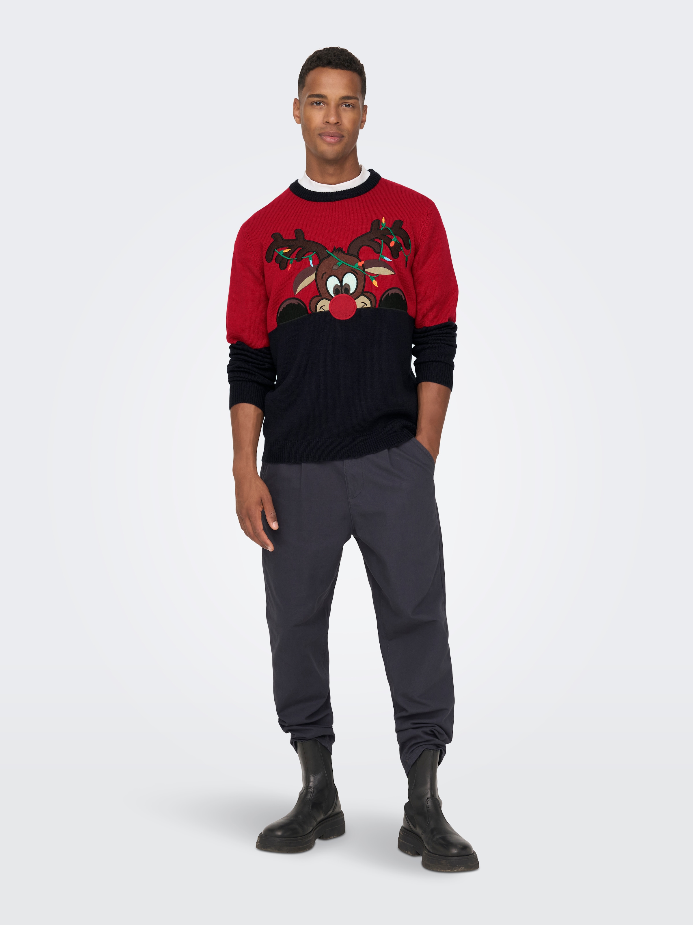 ONLY & SONS Weihnachtspullover , mit Bündchen an Ärmel und Saum
