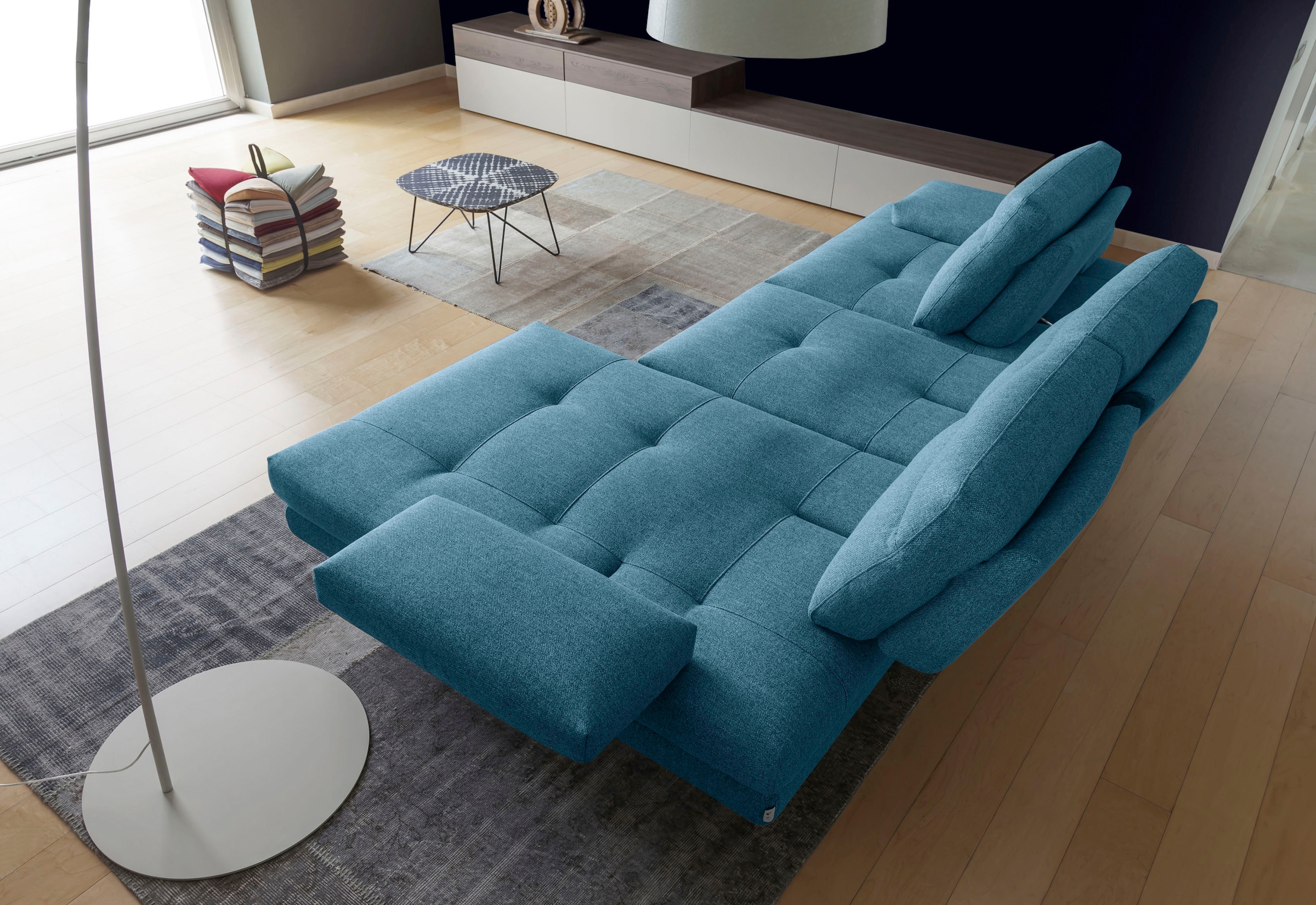 CALIA ITALIA Ecksofa »Toby Wing, Komfortsofa der Extraklasse, bequem, L-Form« inklusive Sitztiefenverstellung, Füsse in schwarz matt