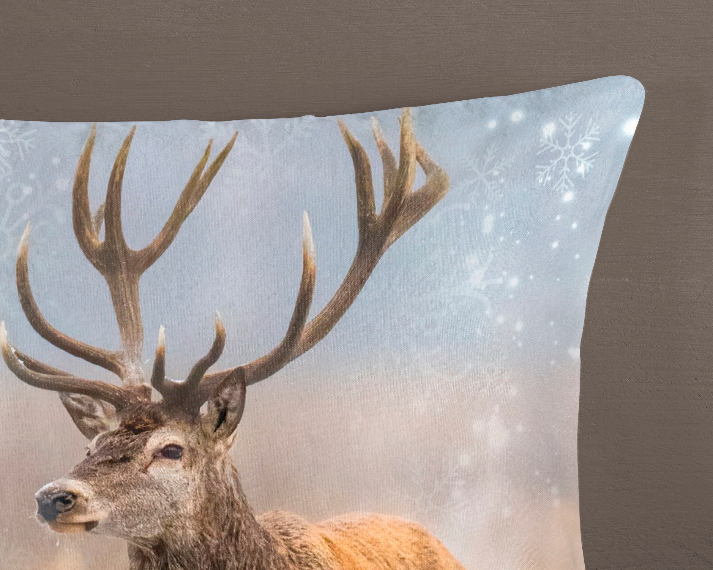 good morning Wendebettwäsche »Jolly«, Biber, 135x200, Winter, Warm, Reissverschluss, Wendeoptik, Reh