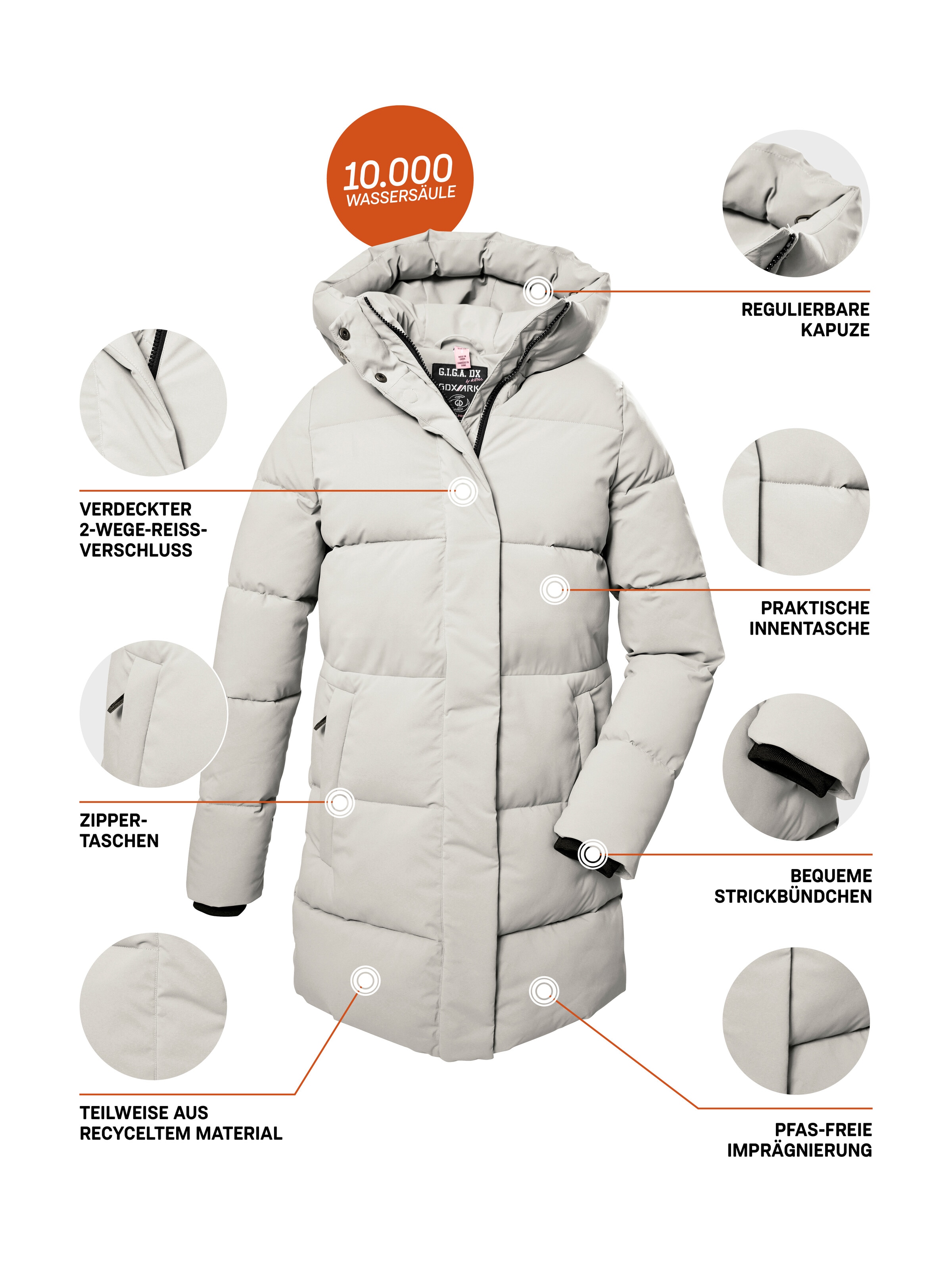 G.I.G.A. DX by killtec Steppmantel »GW 1 WMN QLTD PRK«, Damen Steppparka, winddicht, wasserabweisend, 10.000 mm Wassersäule