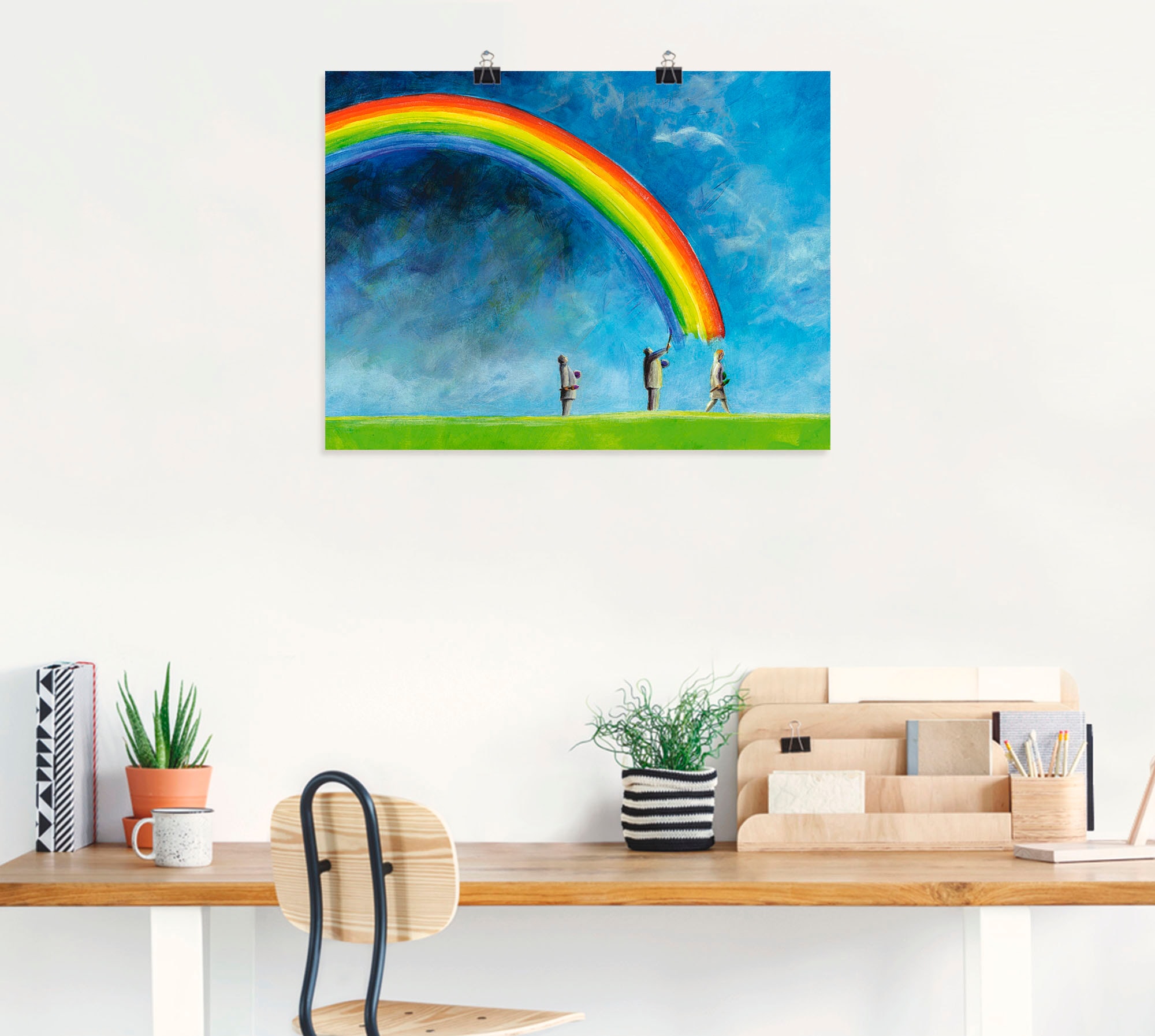 Artland Poster »Regenbogen malen«, Gruppen & Familien, (1 St.), als Leinwandbild, Wandaufkleber oder Poster in versch. Grössen