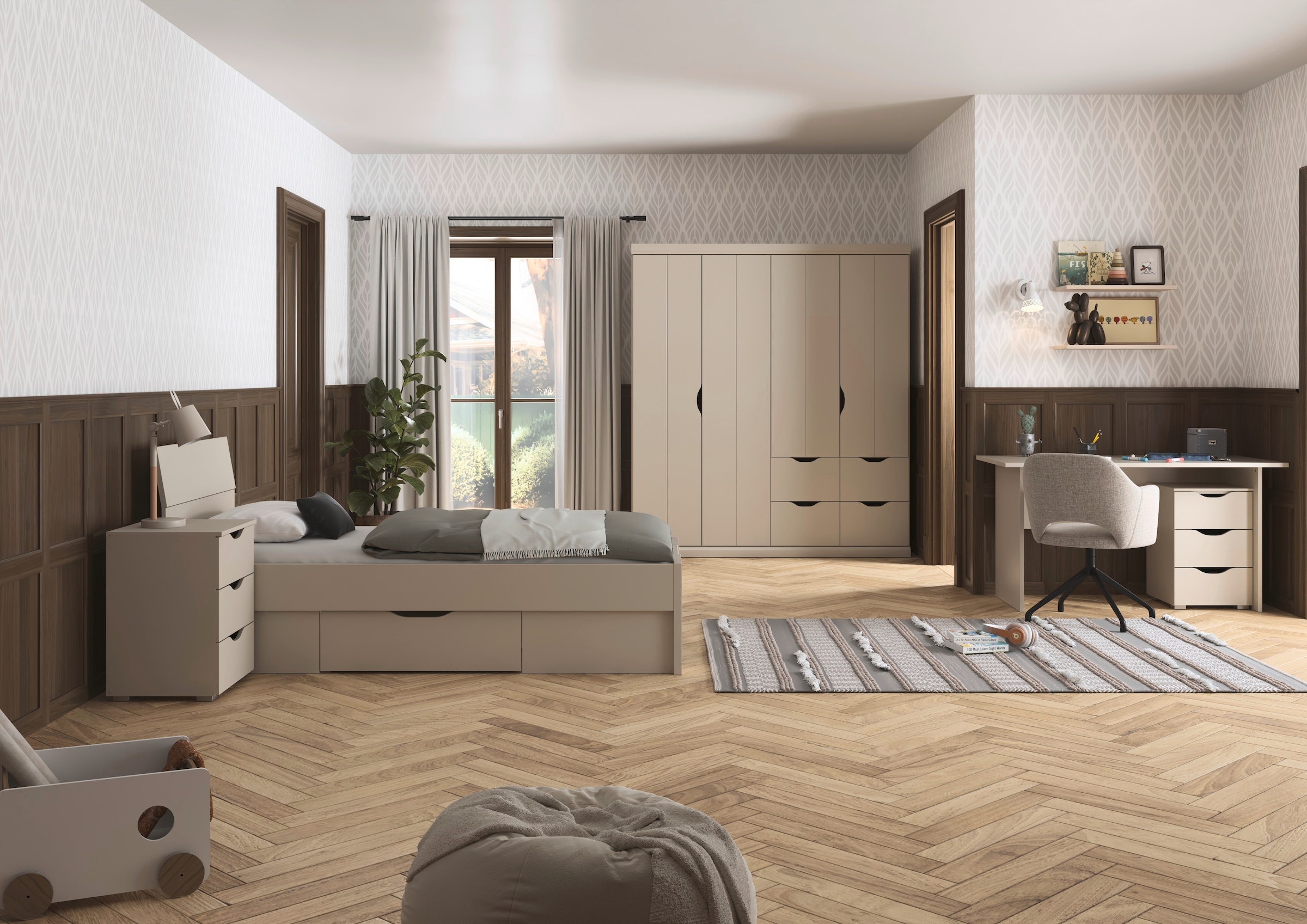 GOODproduct Bett »Schlafzimmermöbel Landhaus Einzelbett Doppelbett Stauraum MARLENE« Breite 90x200 cm oder 140x200 cm,  in 2 Breiten mit geräumigem Schubkasten MADE IN GERMANY
