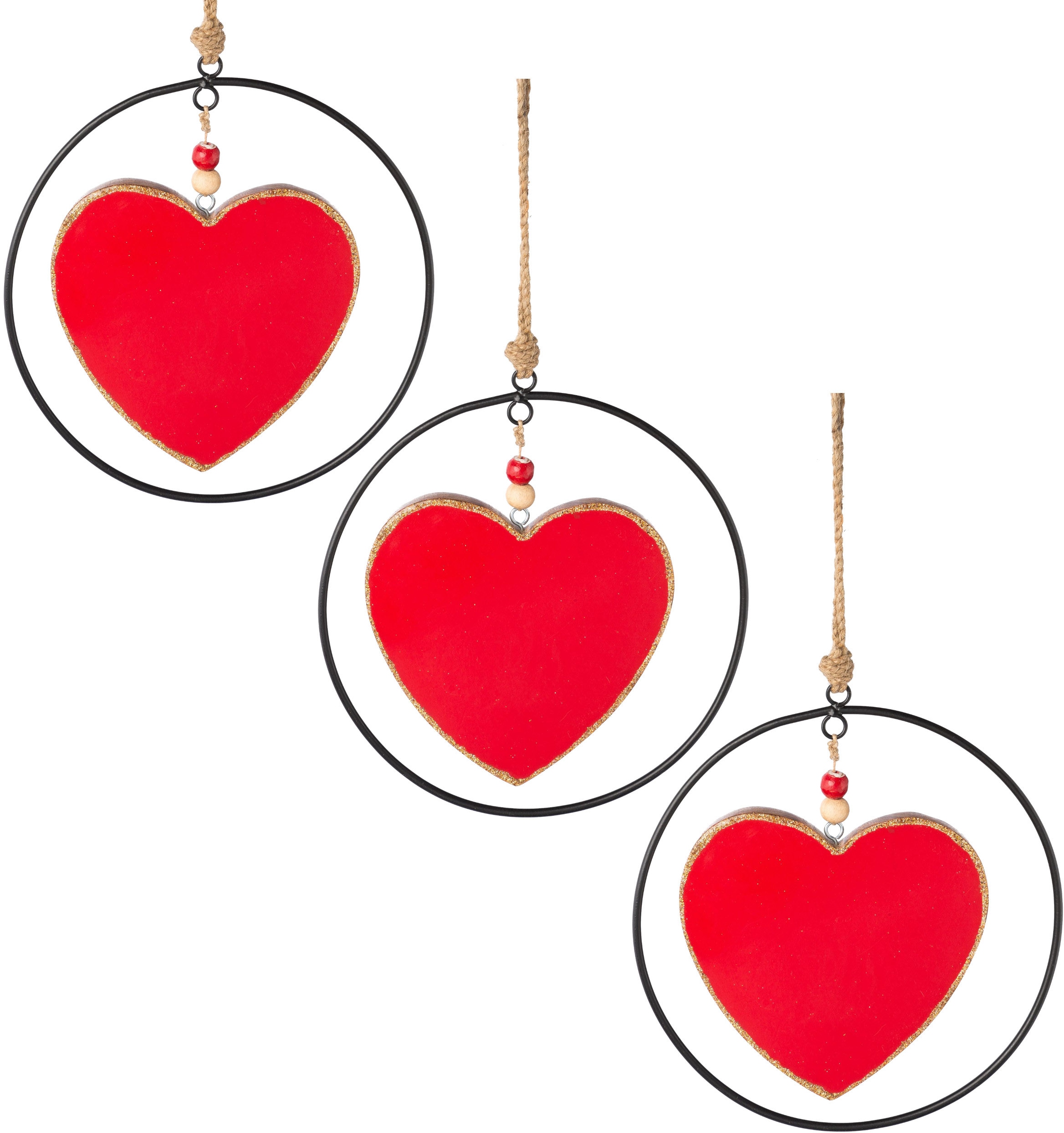 Image of Creativ deco Dekohänger "Weihnachtsdeko rot" mit Metallring und Emaille-Lackierung