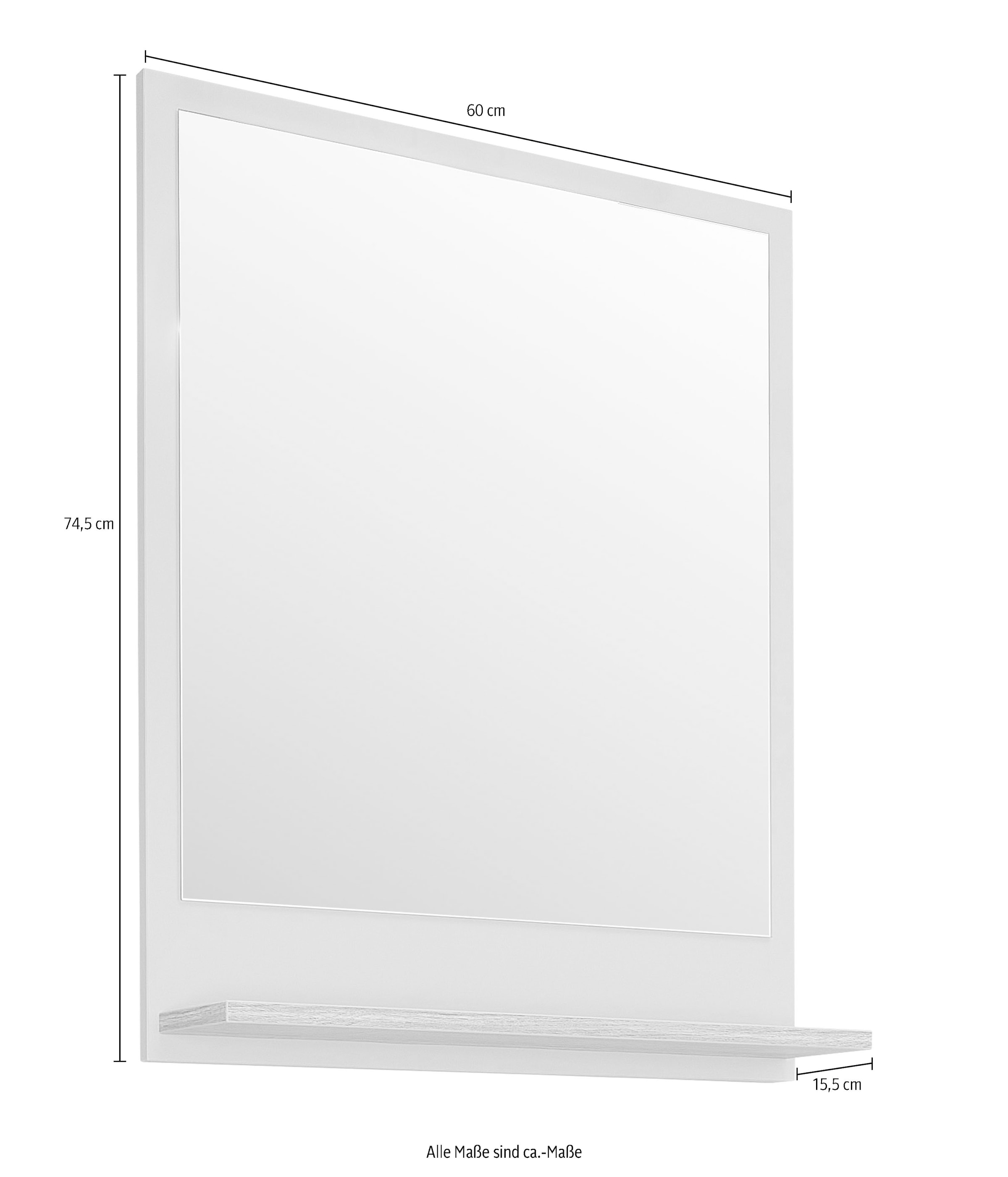Saphir Miroir de salle de bain »Quickset 963 Spiegel mit Ablage, 60 cm breit, 74,5 cm hoch« Miroir mural imitation sauge, imitation chêne Riviera horizontal