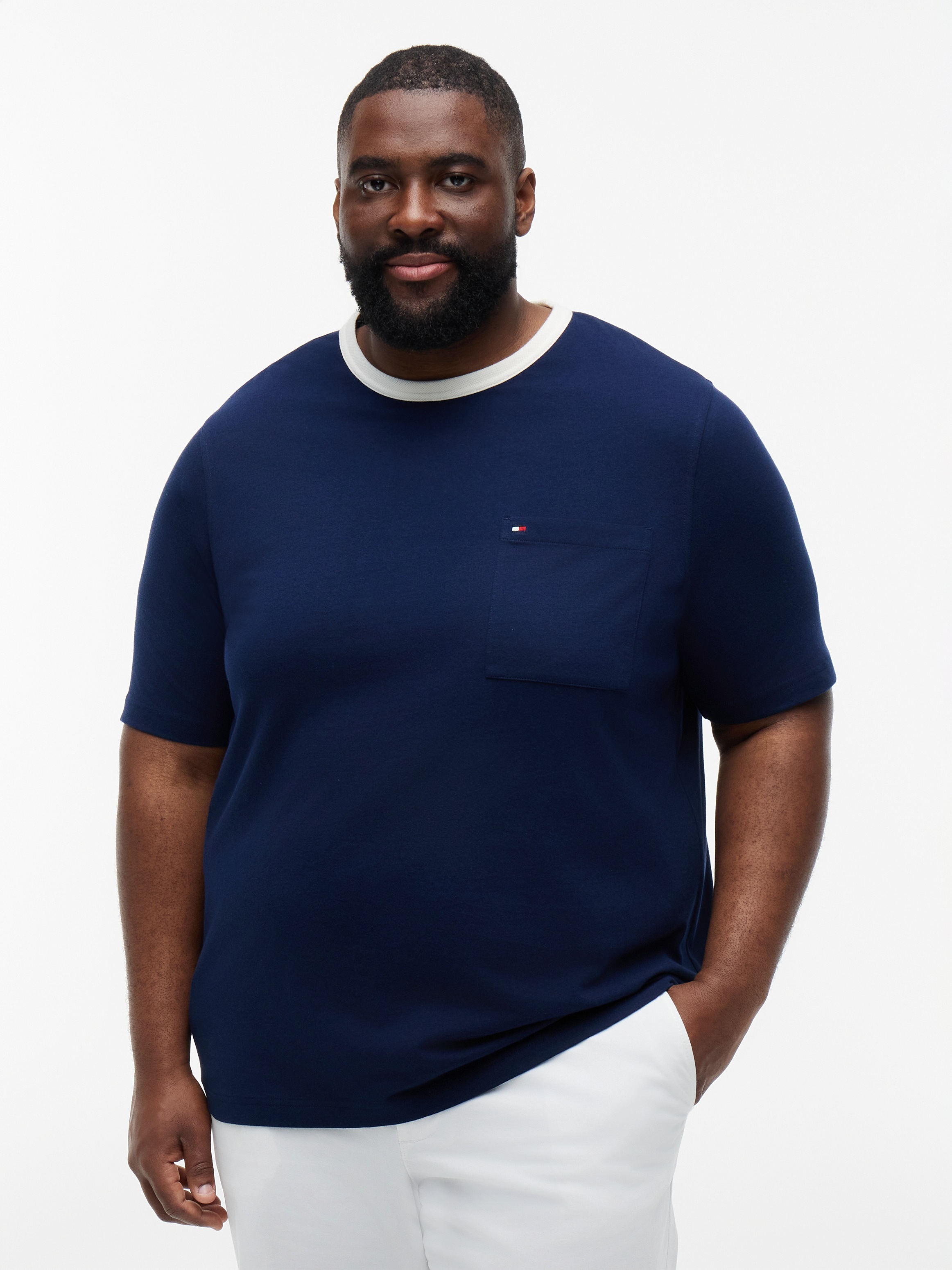 Image of Tommy Hilfiger Big & Tall T-Shirt "BT-MESH NECKTRIM" Grosse Grössen