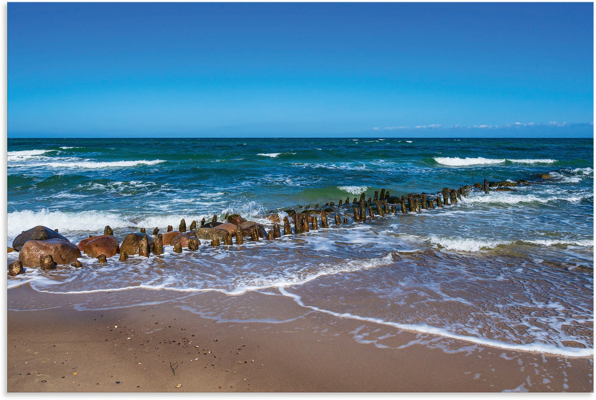 Image of Artland Wandbild »Buhnen an Ostseeküste Kühlungsborn III«, Küstenbilder, (1 St.), in vielen Grössen & Produktarten - Alubild / Outdoorbild für den Aussenbereich, Leinwandbild, Poster, Wandaufkleber / Wandtattoo auch für Badezimmer geeignet bei Ackermann V