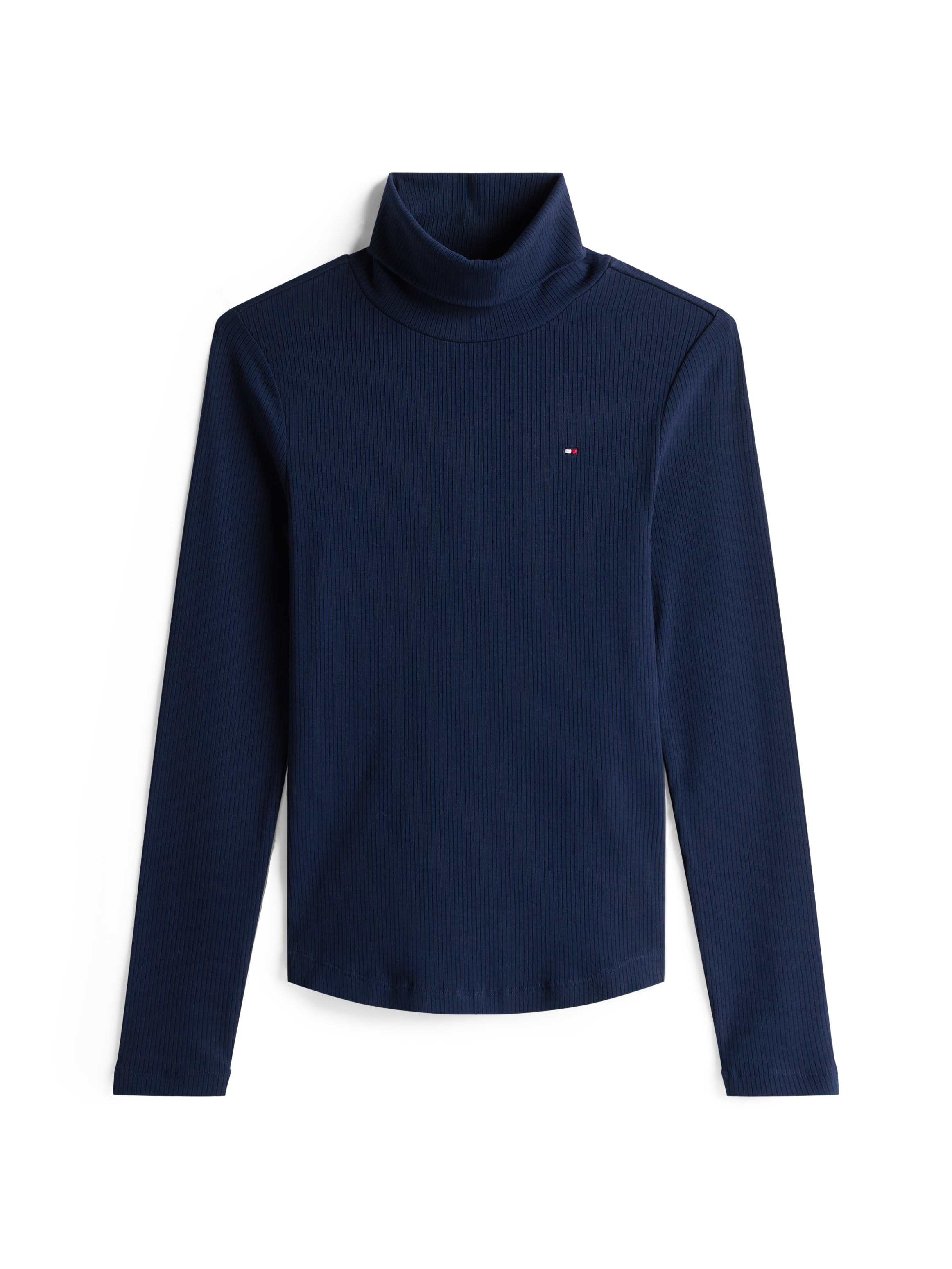 Tommy Hilfiger Langarmshirt »SLIM 5X2 RIB ROLL-NK LS«, in gerippter Struktur
