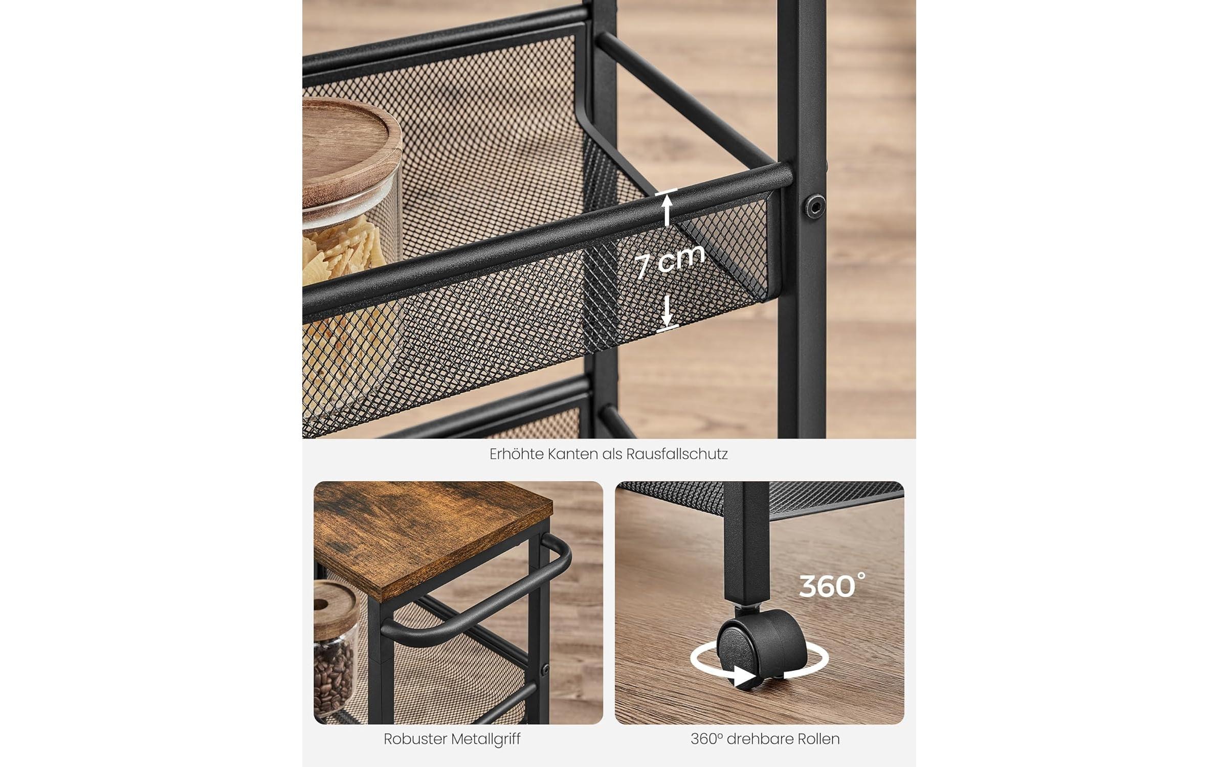 VASAGLE Chariot à roulettes »Industrial 45.4 x 77 x 13 cm«