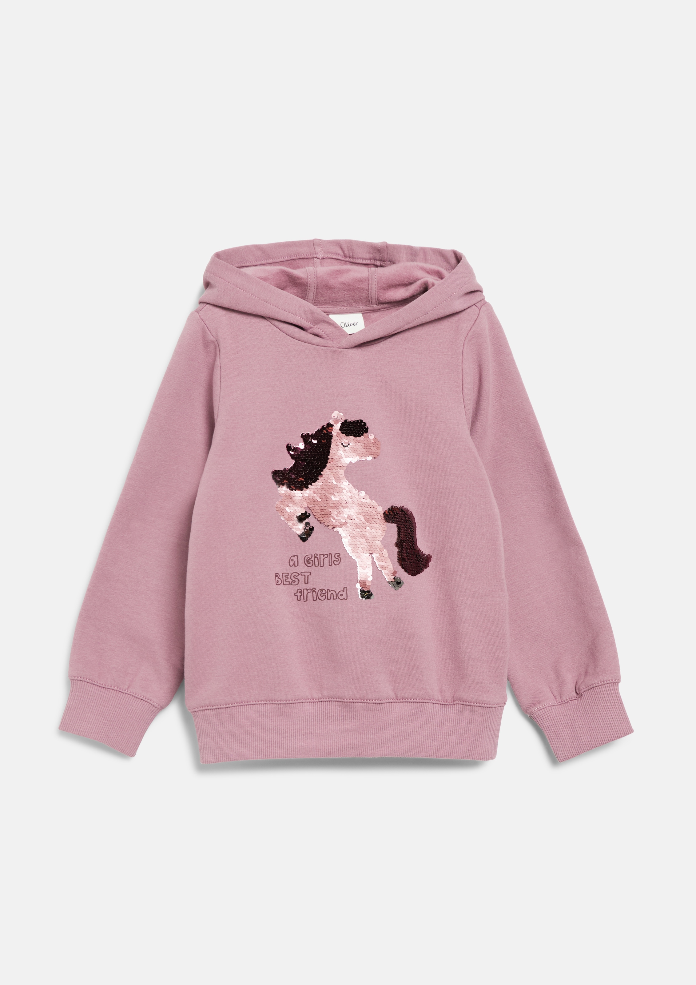 Image of s.Oliver Junior Kapuzensweatshirt, mit Pailletten-Pony / für Girls / mit Stretch