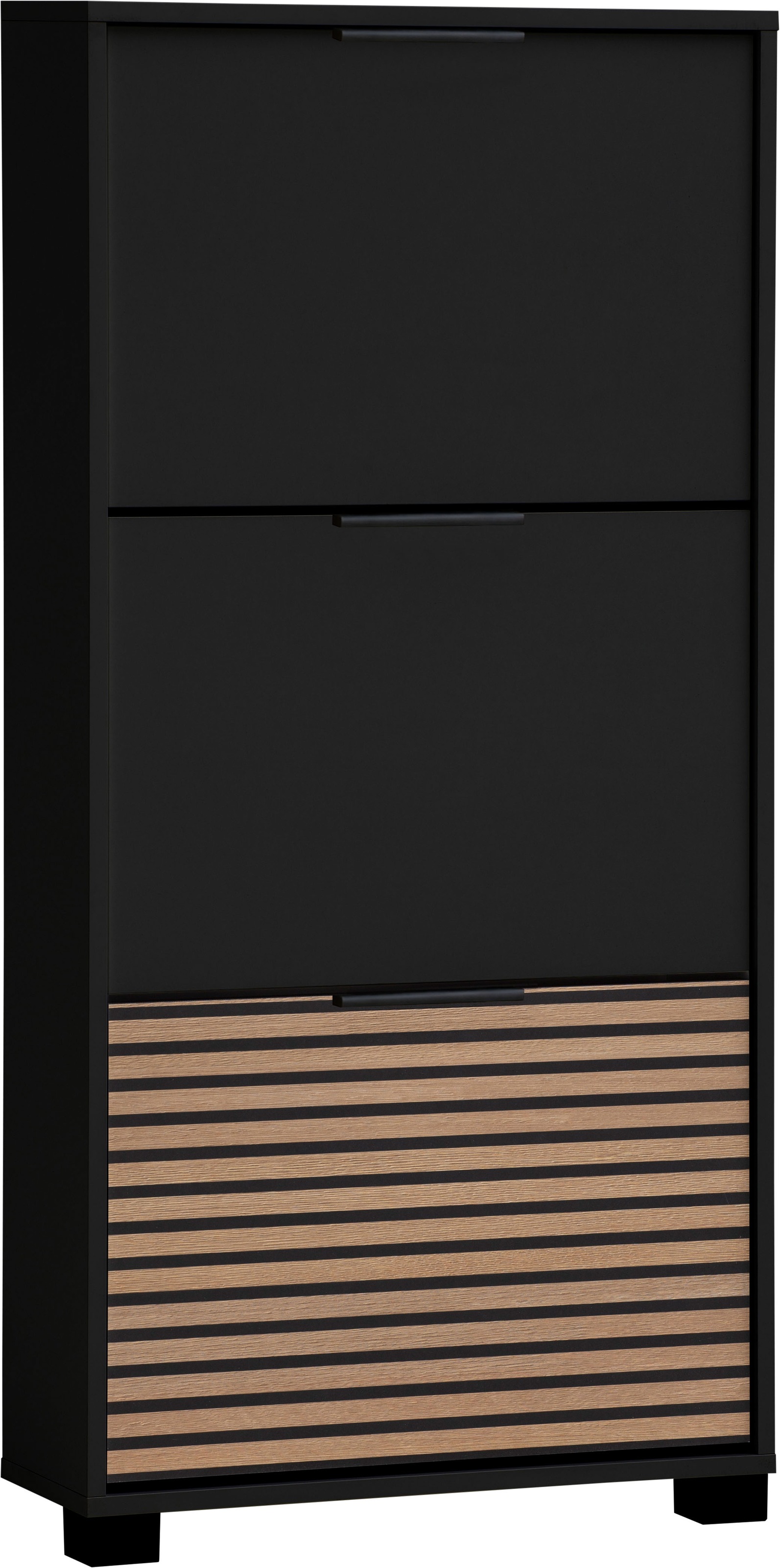 Image of Schildmeyer Schuhschrank "HANK, 3 Klappen, Breite 59,8 cm, akustik-optik, MADE IN GERMANY" 1 Stk. tlg. eine Klappe in Akustikplatten-Optik, MADE IN GERMANY