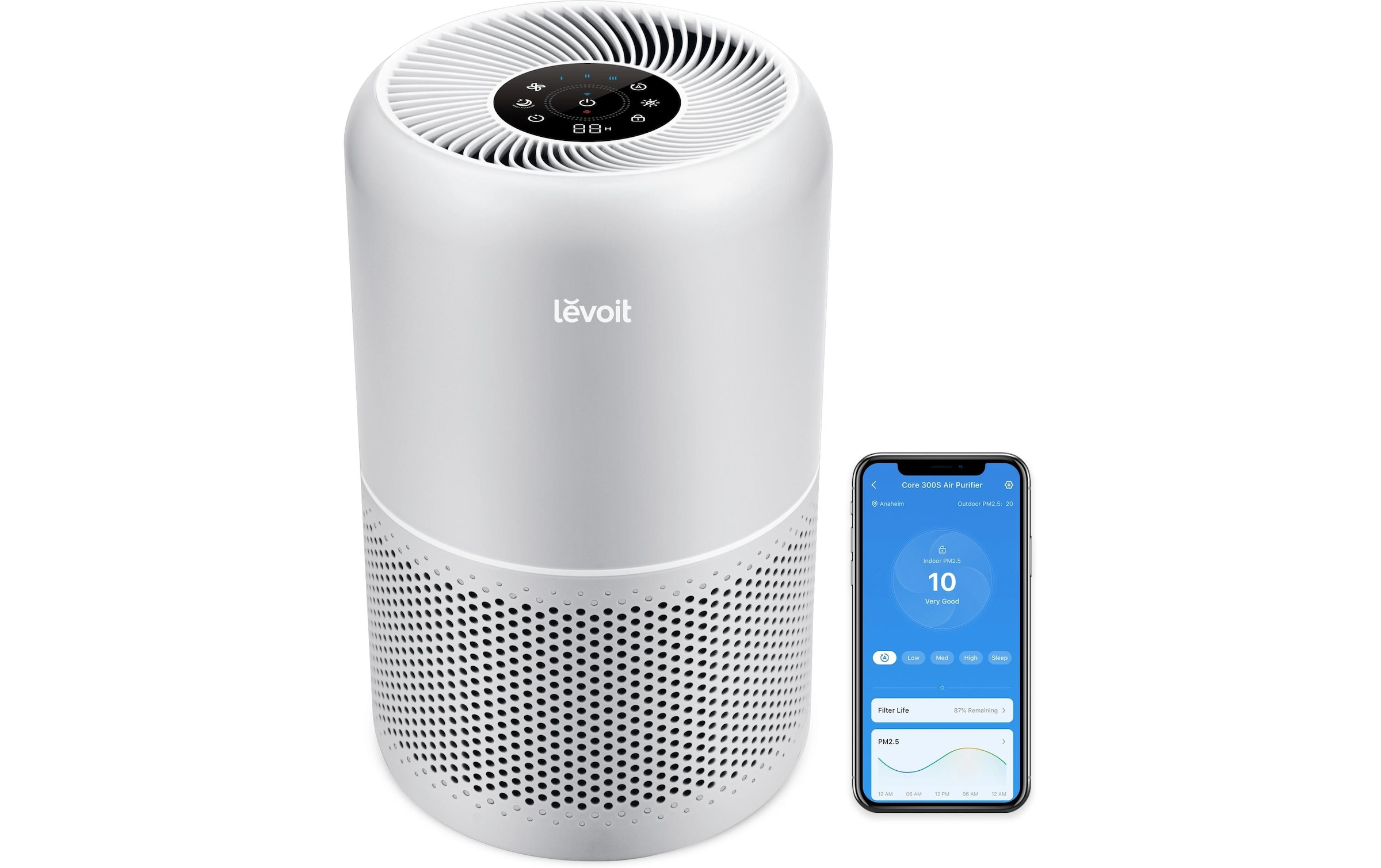Image of Levoit Luftreiniger "Core 300S Pro Smart Air Purifier" für 50 qm Räume 3-Stufen-HEPA-Filtersystem, leiser Reiniger für Allergiker