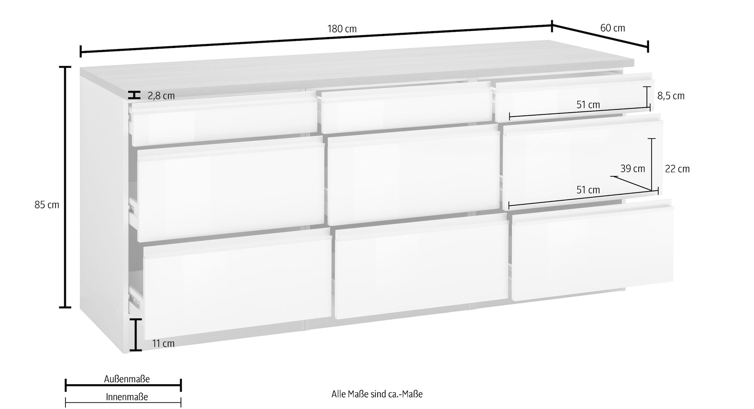 HELD MÖBEL Unterschrank »Ohio«, Breite kaufen 180 cm