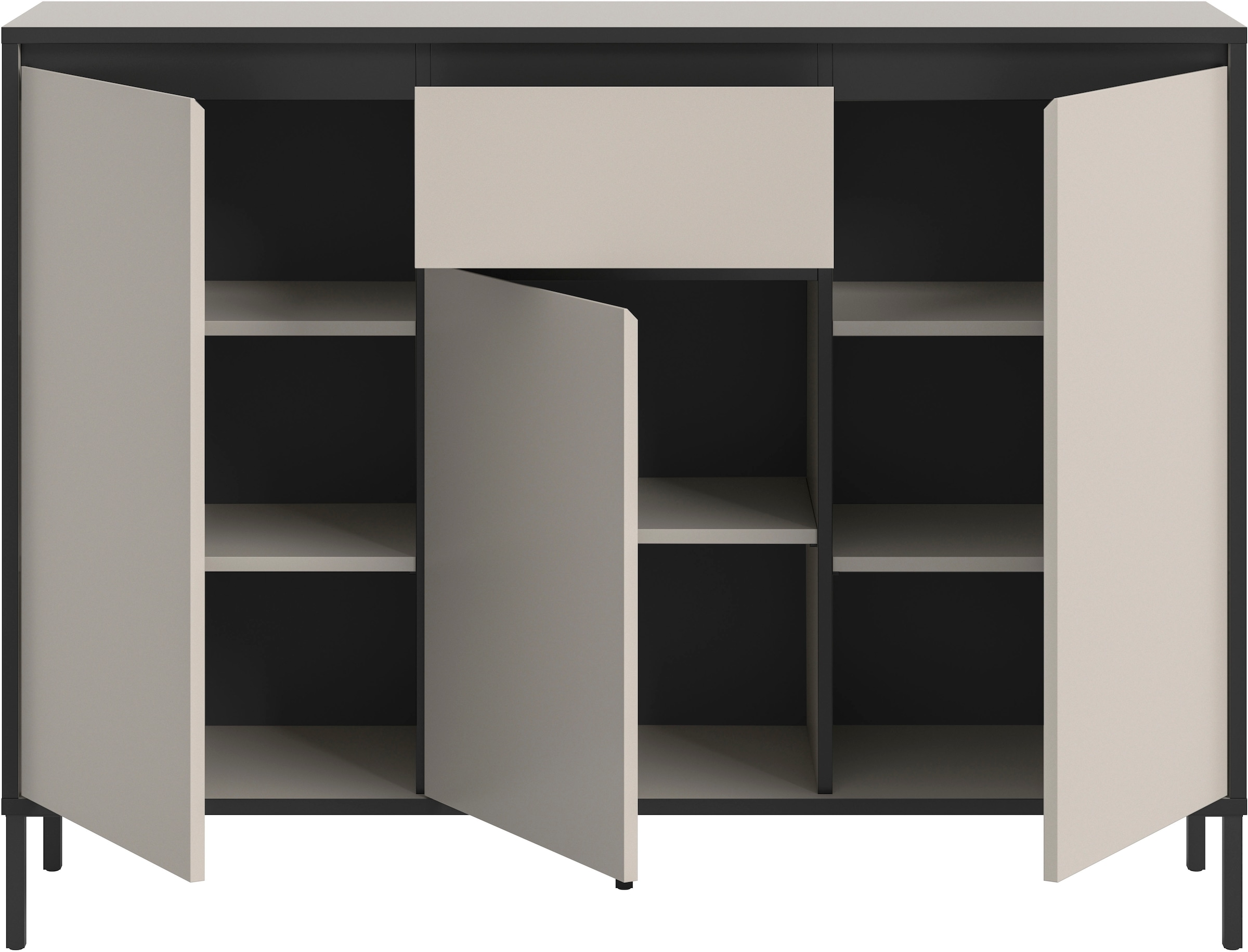 INOSIGN Sideboard »NORT, Höhe: 101cm, mit Metall Stabfuss, 3 Türen, 1 Schubkasten« Anrichte, Kommode, Schrank, Board, Higboard