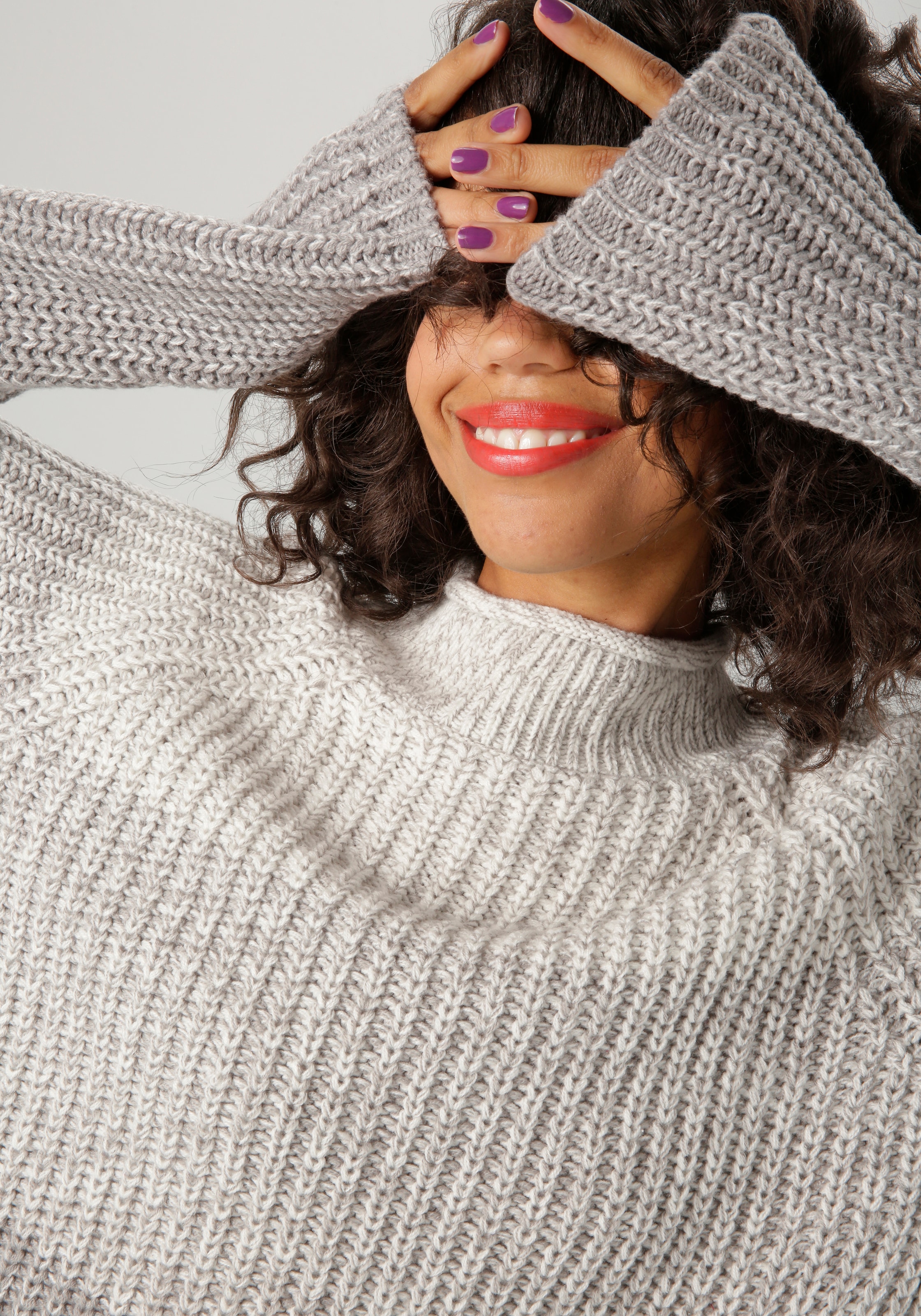 Aniston CASUAL Strickpullover, im melangefarbenen Color-Blocking - NEUE KOLLEKTION