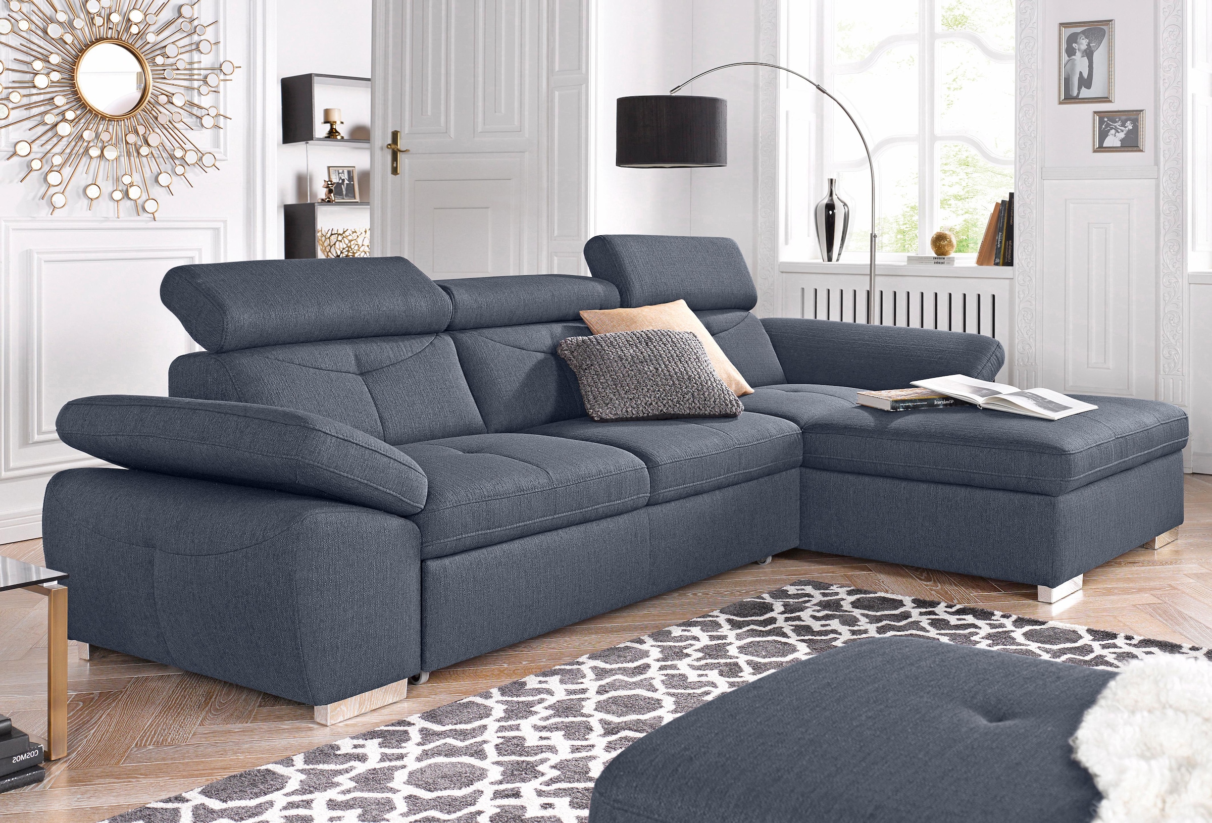 exxpo - sofa fashion Ecksofa »Spring, super bequem, mit Armteil- und Kopfteilfunktion, OTTOs Choice« L-Form, wahlweise mit Bettfunktion und Bettkasten