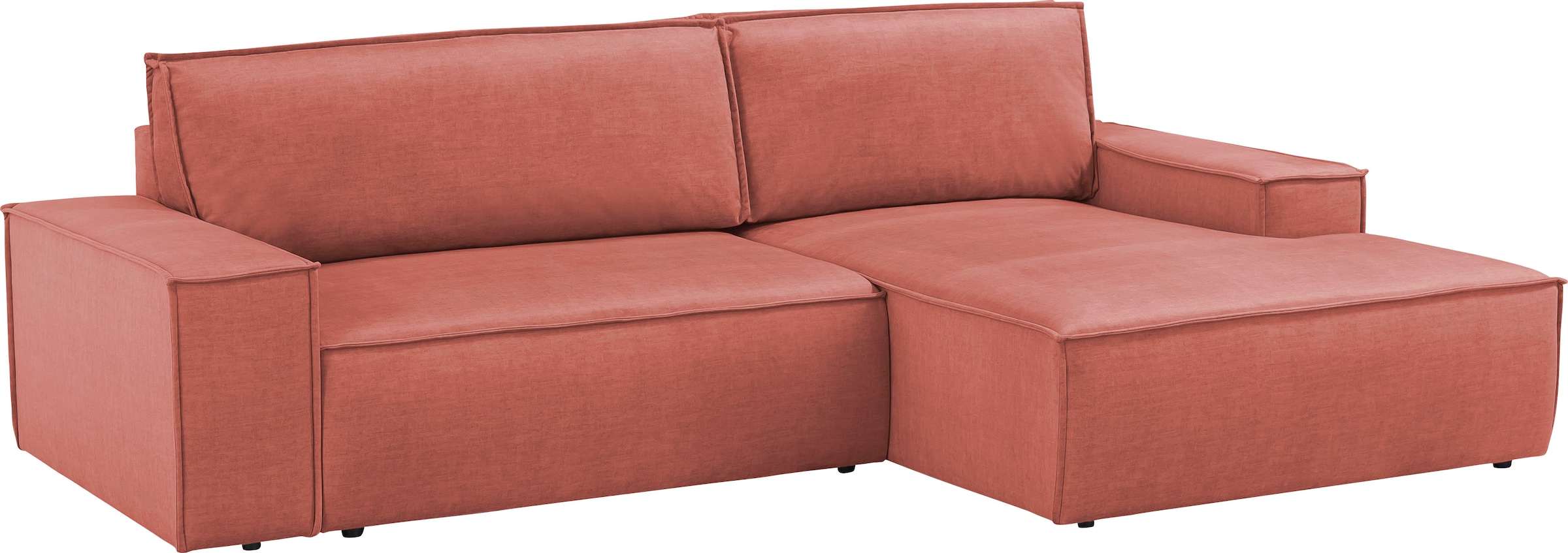 Home affaire Ecksofa SHERWOOD Schlafsofa 267 cm, L-Form, Schlaffunktion mit Bettkasten (210x136 cm), Cord, Vintage, Samtvelours