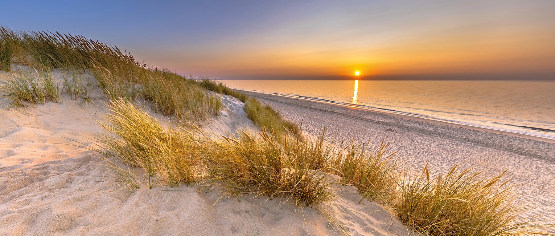 Image of Bönninghoff Bild "Wandbild STRAND 60x140 cm – Leinwandbild Keilrahmen Deko modern" Meer Sonnenuntergang Strand auf Keilrahmen gespannt