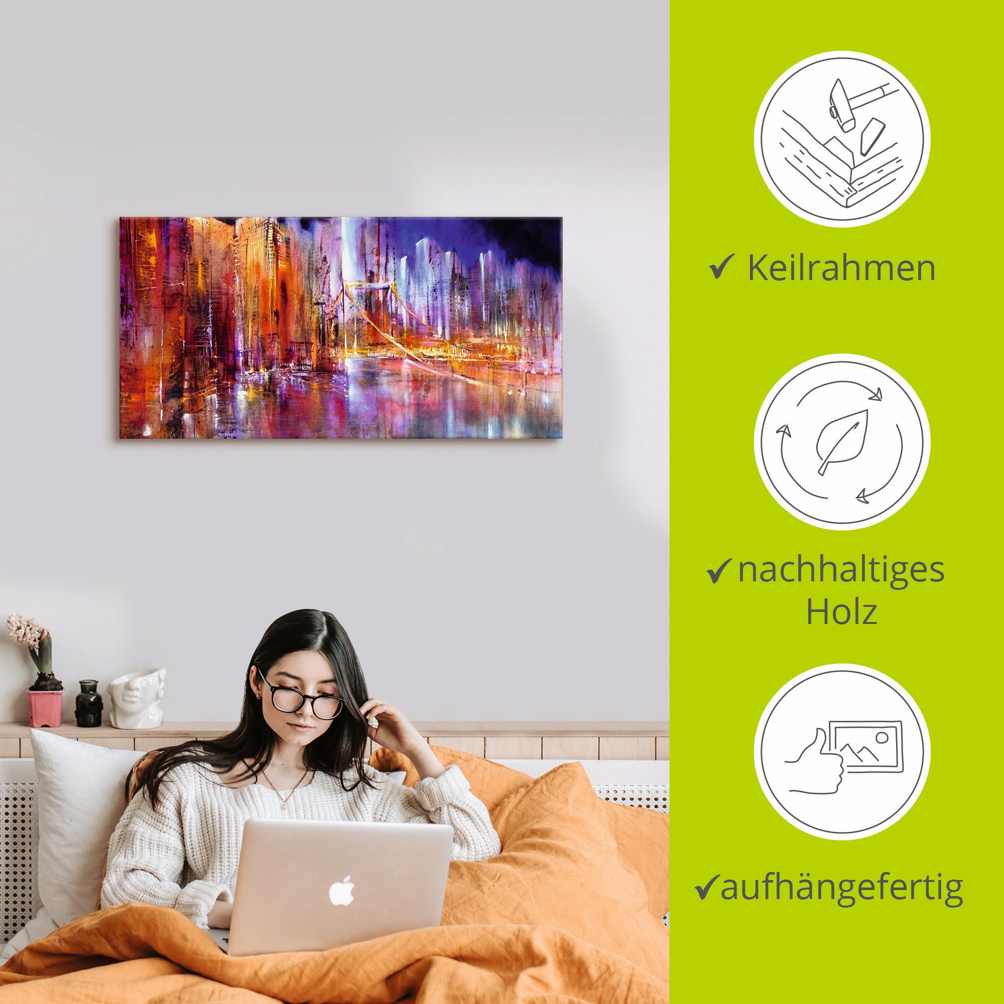 Artland Leinwandbild »Stadtansicht II« Brücken 1 Stk. tlg. auf Holzrahmen gespannt