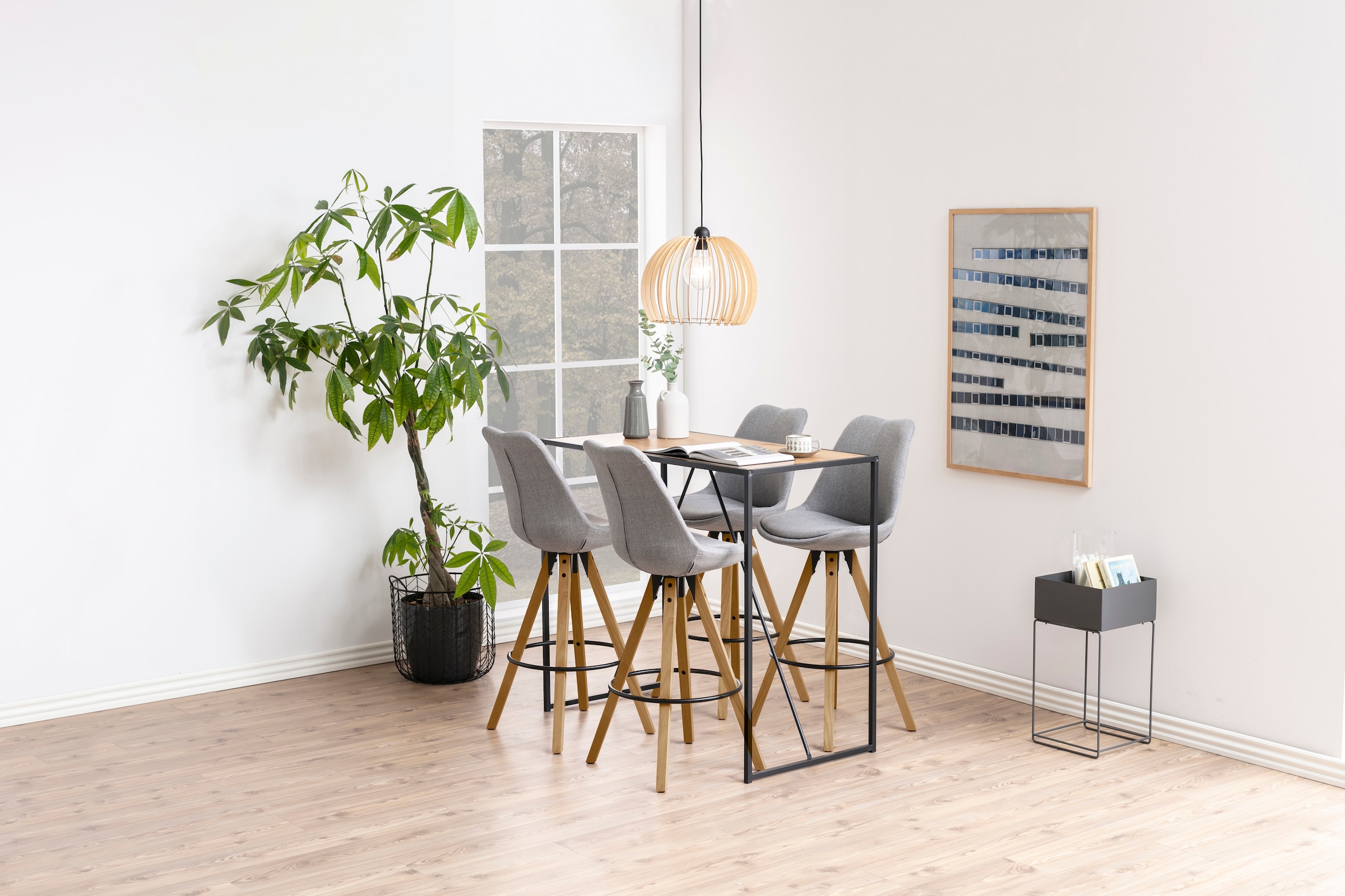 ACTONA GROUP Table de bar avec pied métallique étroit, largeur 120 cm, autres variantes disponibles
