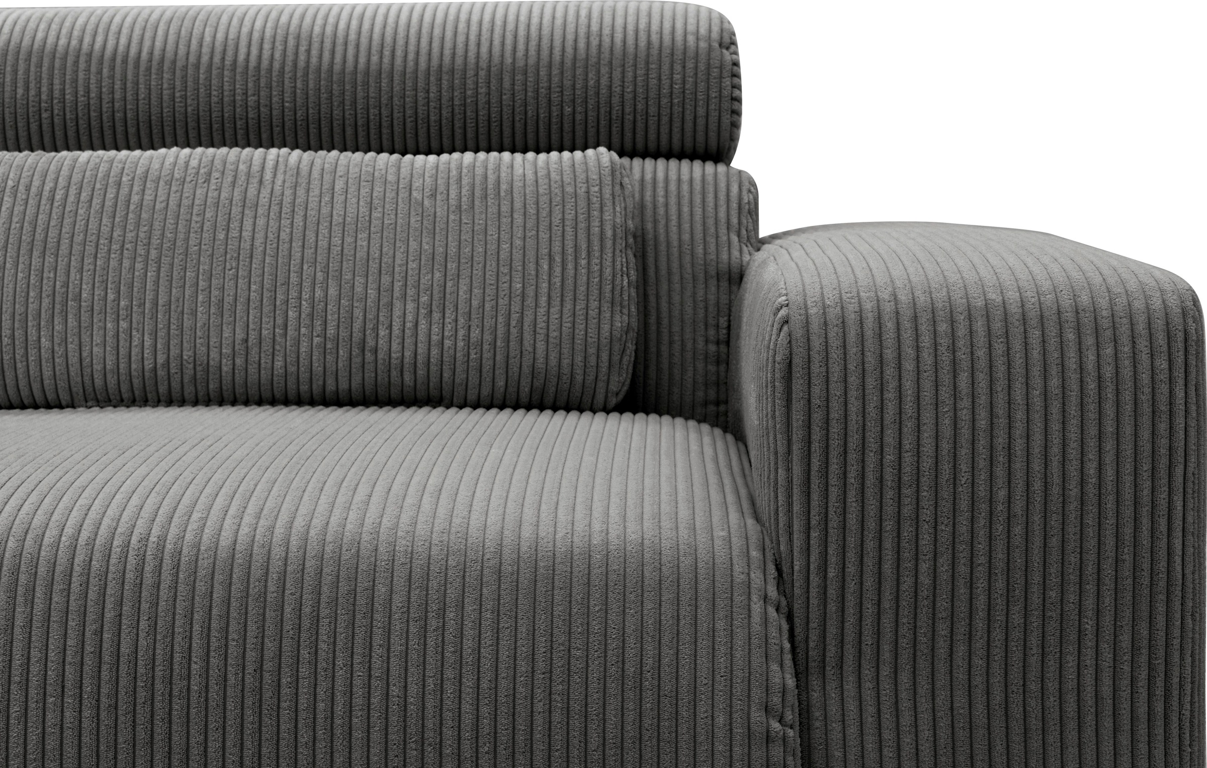 DOMO collection Ecksofa »Brandon B/T: 214/100 cm, belastbar bis 140kg/ Sitz, L-Form«, Cord, grau