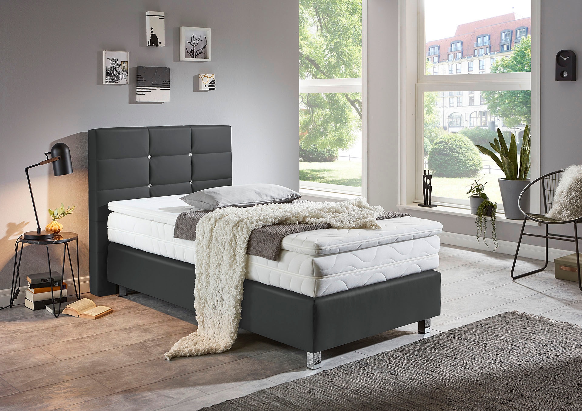 Westfalia Schlafkomfort Boxspringbett, mit Knöpfen in Kristalloptik, wahlweise mit Topper