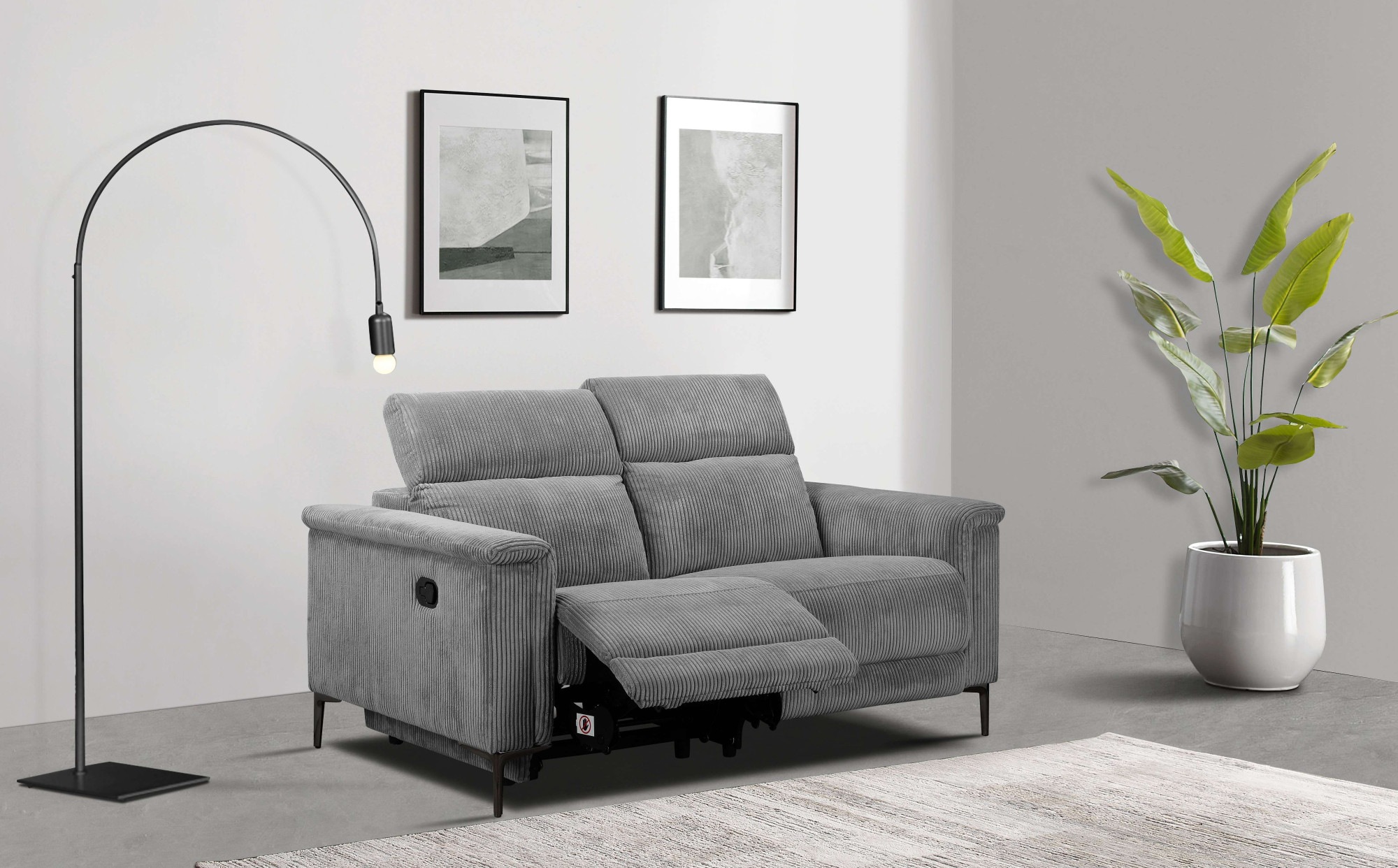 Home affaire 2-Sitzer »Lund in Cord, mit manueller o. elektrischer« Relaxfunktion, USB-C, Kopfteilverstellung, Breite 160 cm