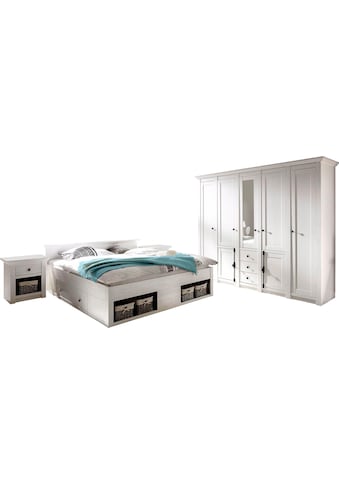 Schlafzimmer-Set »California«, (Set, 4 St.), gross: Bett 180 cm, 2 Nachttische, 5-trg...